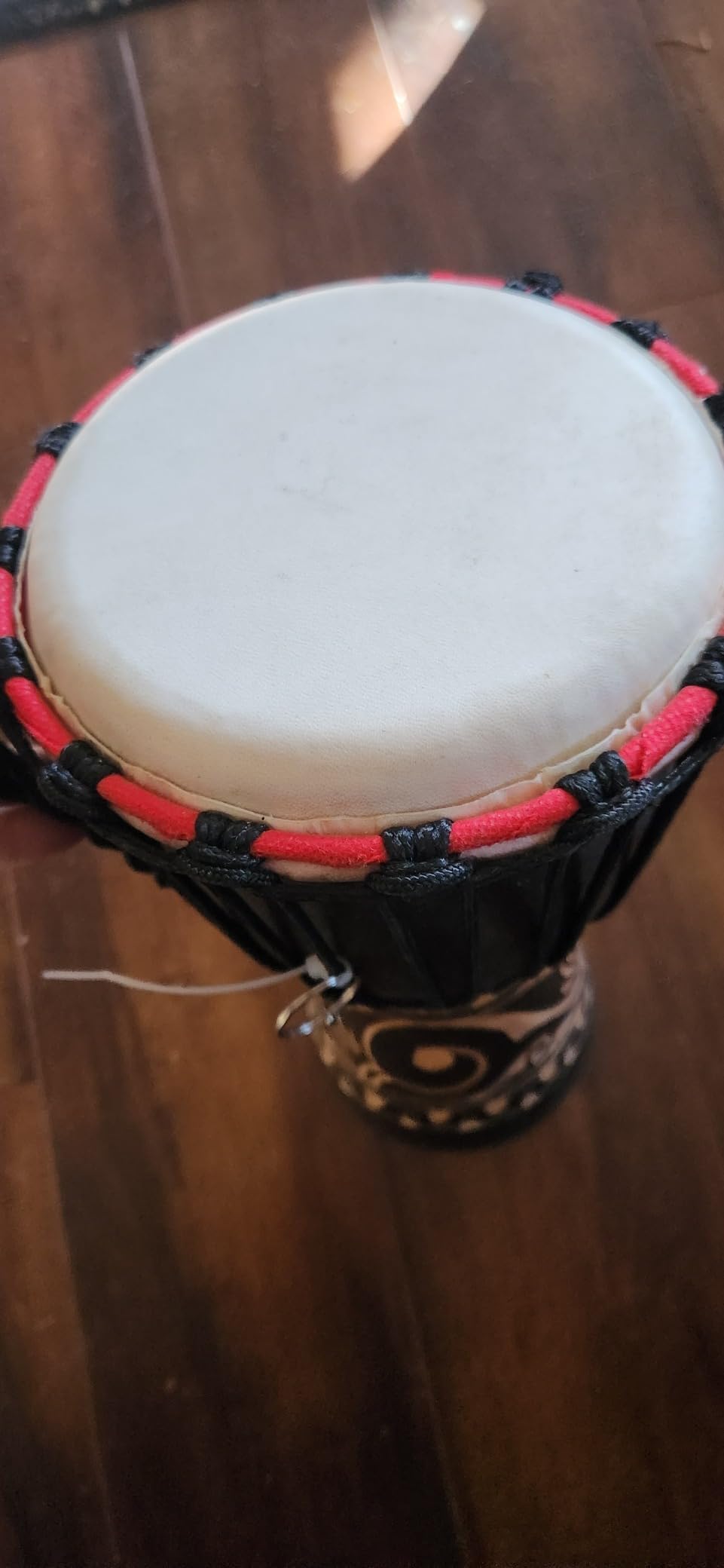 Djembe Drum - African Bongo Congo Style Drum - 12'' High Solid Mahogany Wood with Goat Skin Head - Includes Free Djembe Keychain Gift - Professional Quality, Authentic JIVE Brand customer photo 2