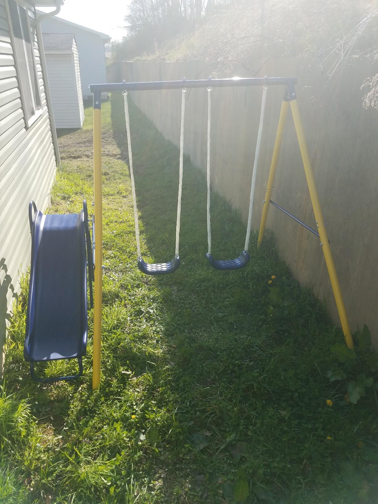 Sportspower My First Metal Swing Set with Slide, 4 Kids Max, Blue, Yellow customer photo 2