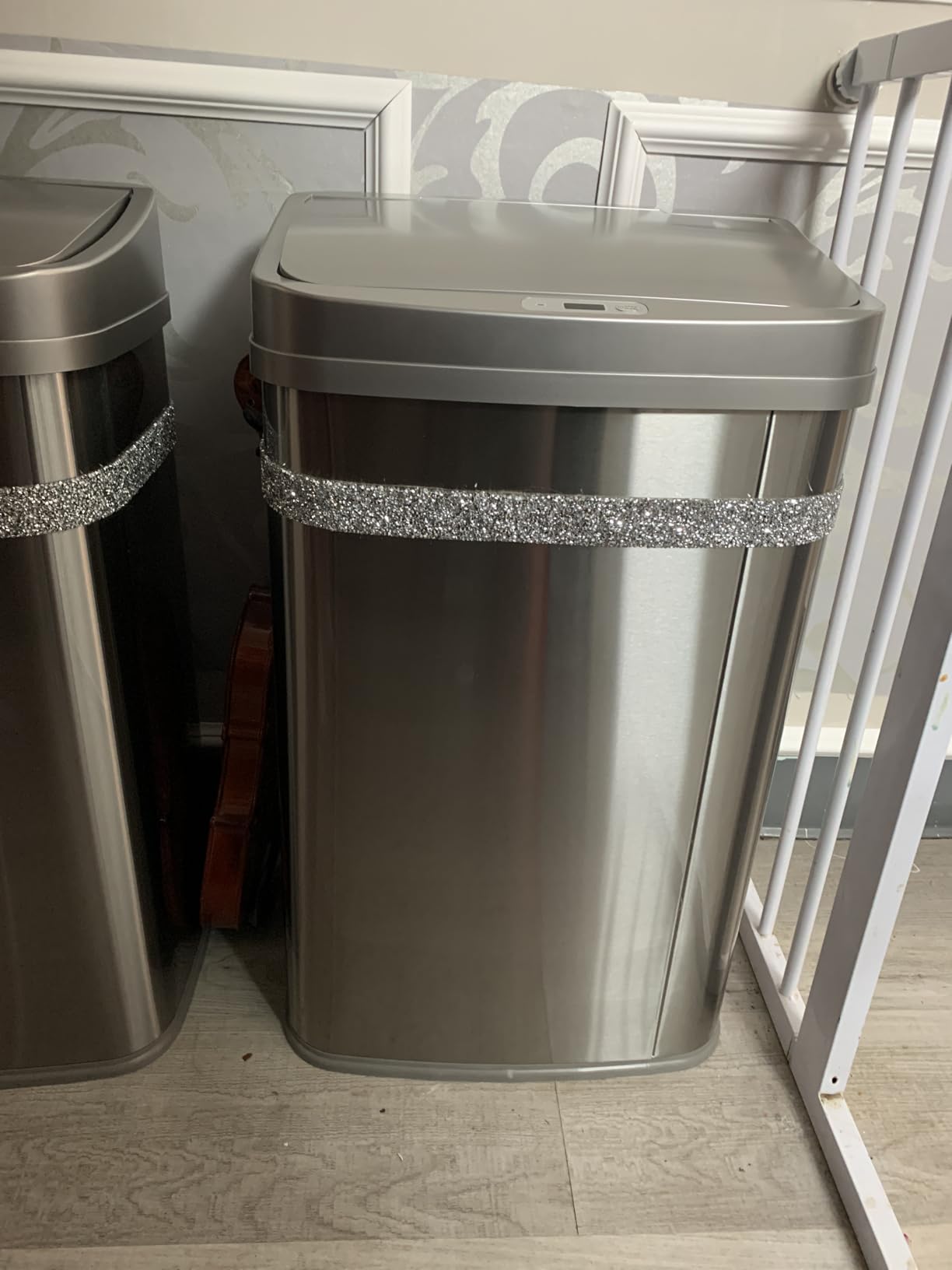 Ninestars 13 Gallon Automatic Trash Can, 50L Touchless Motion Sensor Garbage Can with Odor-Sealing Lid, Rectangular Stainless Steel, Black Trim customer photo 2