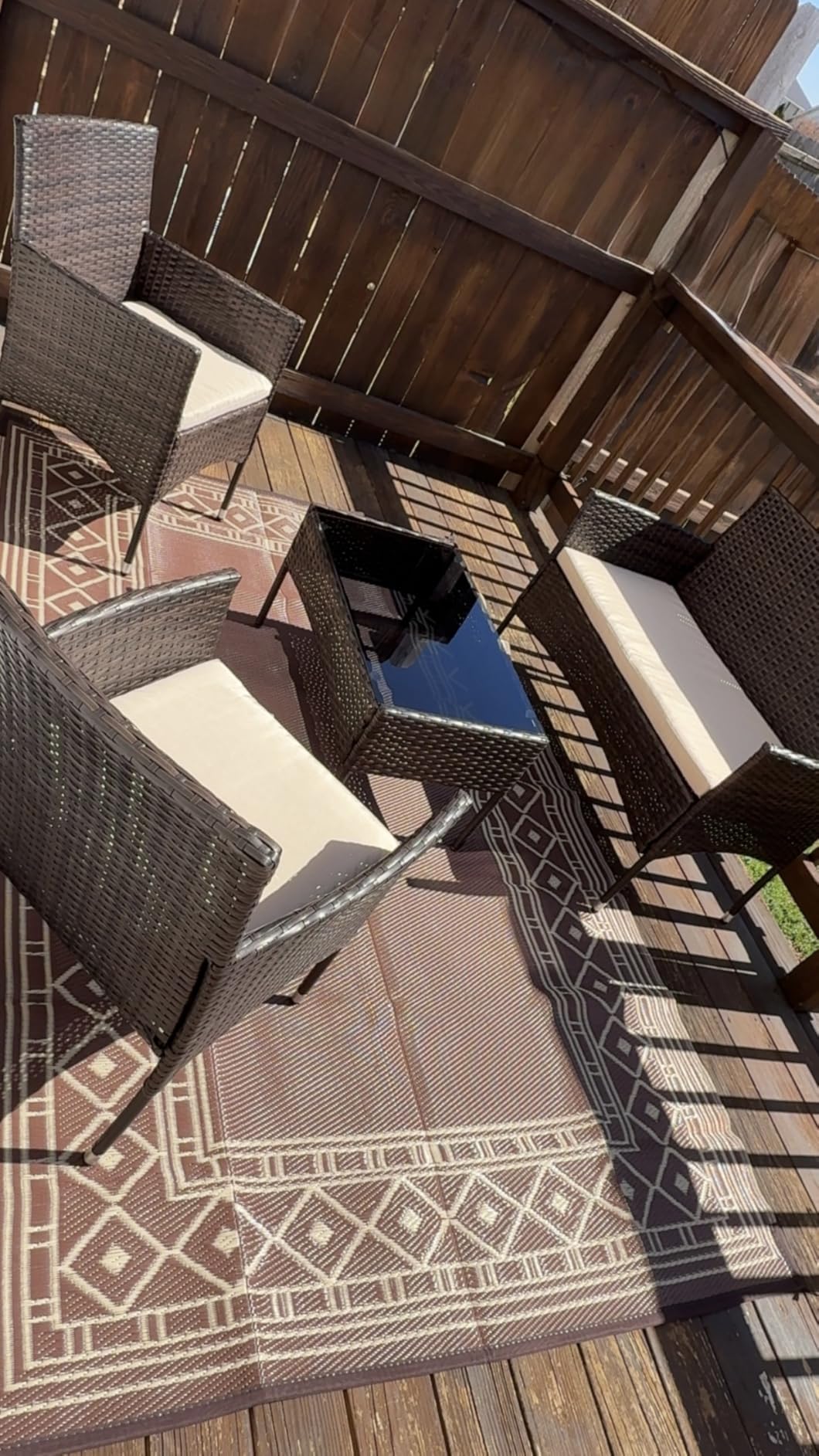 Homall 4 Pieces Outdoor Patio Furniture Sets Rattan Chair Wicker Set, Outdoor Indoor Use Backyard Porch Garden Poolside Balcony Furniture (Brown and Beige) customer photo 1