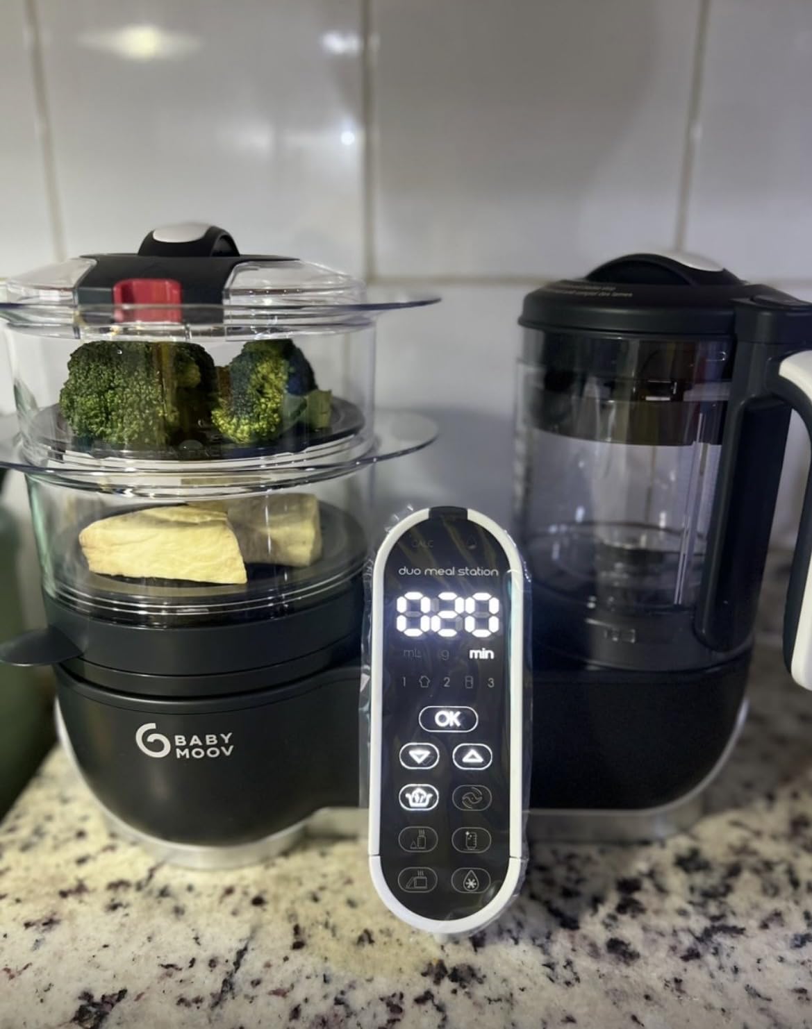 Babymoov Duo Meal Station Grey: Multi-Speed Baby Food Maker Steamer and Puree Blender, Baby Food Processor that warms & defrosts (Nutritionist Approved) customer photo 2