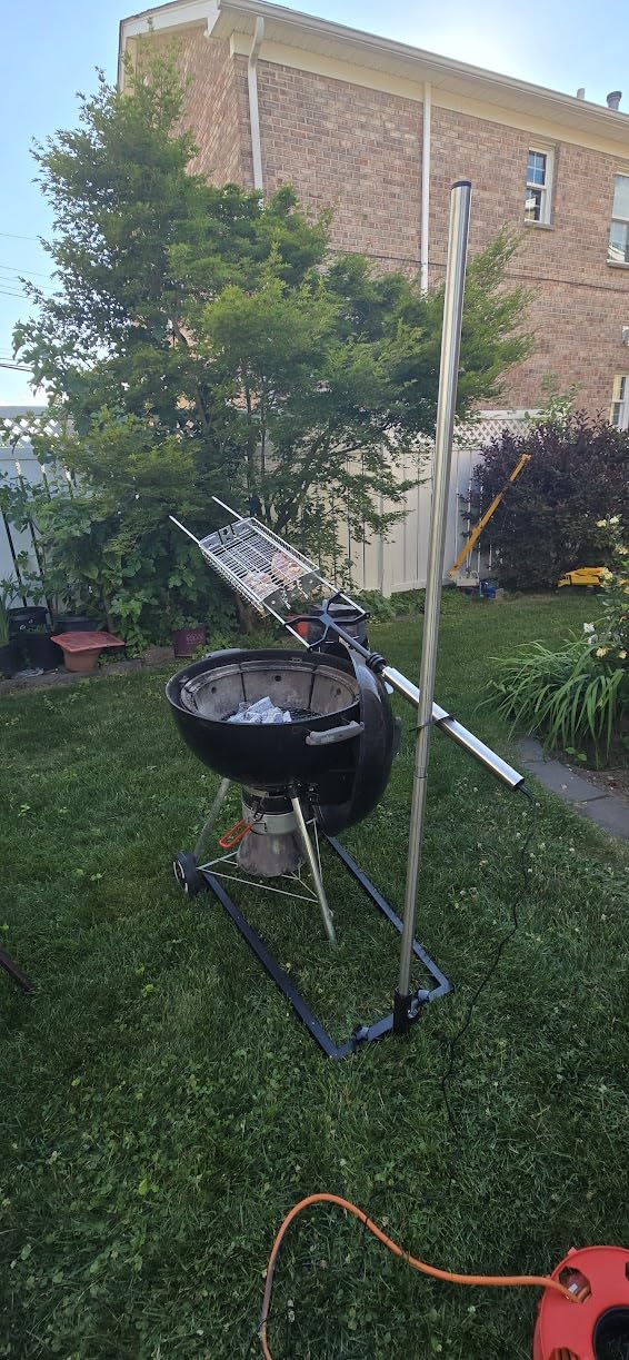 KANKA Rotisserie Grill Kit - Heavy Duty Portable Spit Roaster with Electric Motor - Works with Fire Pits, Campfires, Charcoal & Gas Grills - 22LB Capacity, Stainless Steel - Includes Carrying Bag customer photo 1