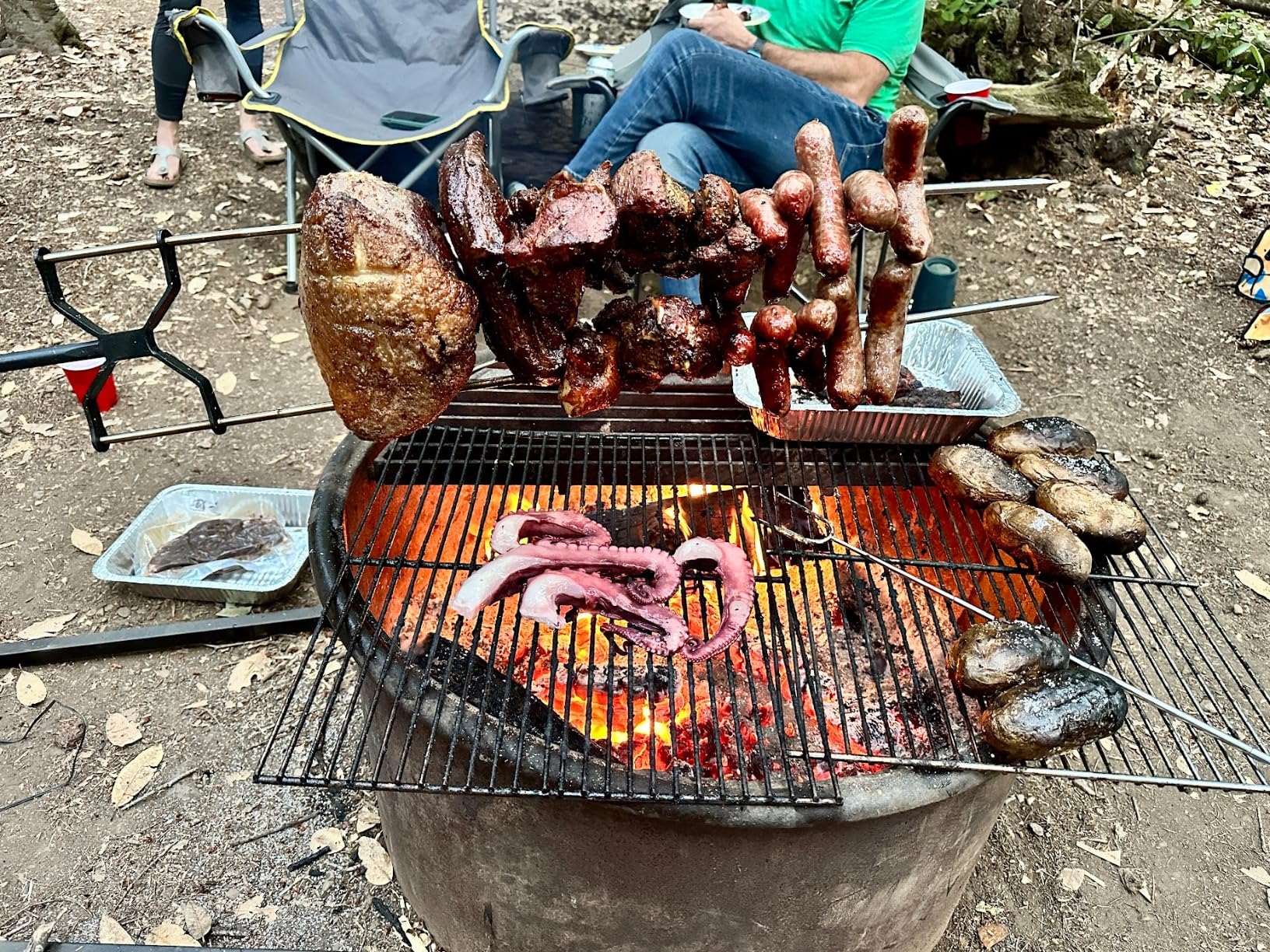 KANKA Rotisserie Grill Kit - Heavy Duty Portable Spit Roaster with Electric Motor - Works with Fire Pits, Campfires, Charcoal & Gas Grills - 22LB Capacity, Stainless Steel - Includes Carrying Bag customer photo 2