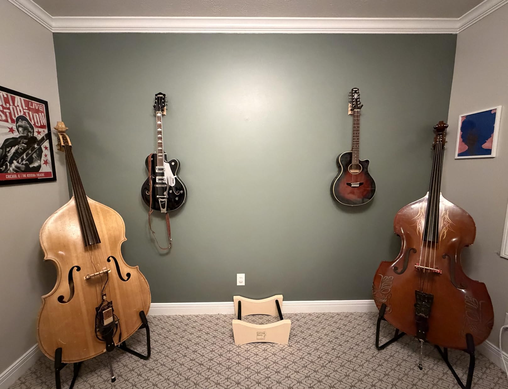 String Swing Guitar Wall Mount 3 Pack, Hangers, Holder Hook for Wall, Fits All Size Acoustic, Electric, Bass - Black Walnut Hardwood, Made in USA customer photo 1