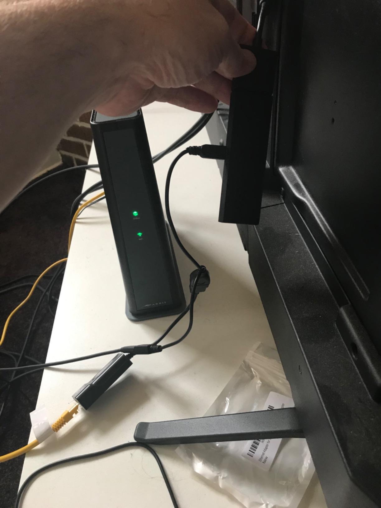 Amazon Ethernet Adapter for Streaming Sticks, Fire TV (2nd Gen, 4K), USB 100Mbps Speed, Micro USB Power OTG Cable - Wired Connection (Not for Roku) customer photo 1