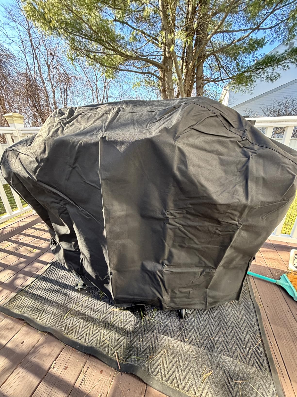 SunPatio BBQ Grill Cover 70 Inch, Outdoor Heavy Duty Waterproof Barbecue Gas Grill Cover, Fade Resistant, All Weather Protection Compatible for Weber Charbroil Kenmore Brinkmann and More, Black customer photo 1
