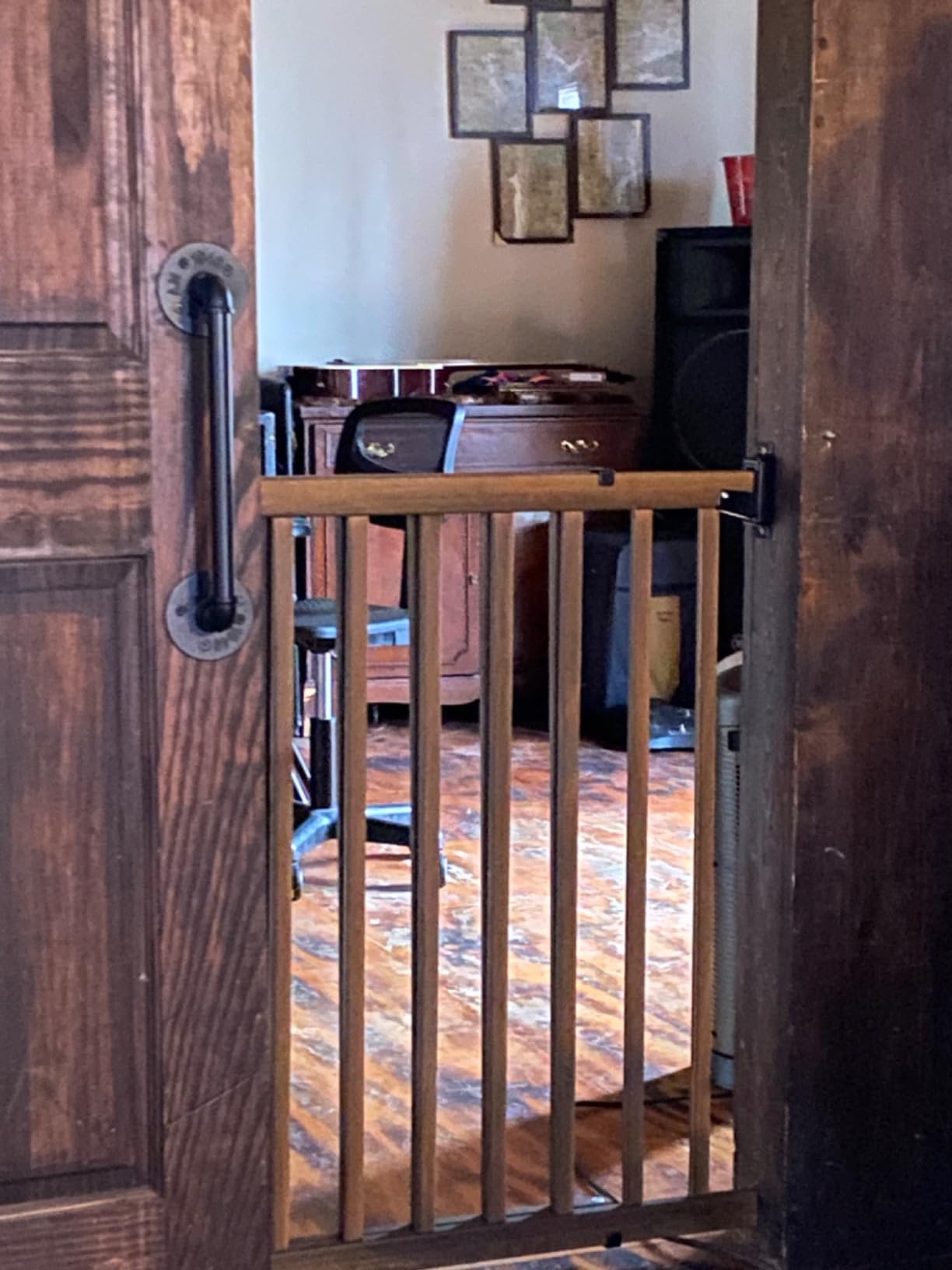 Evenflo Walk-Thru Top of Stairs Baby Gate, Farmhouse Collection customer photo 2