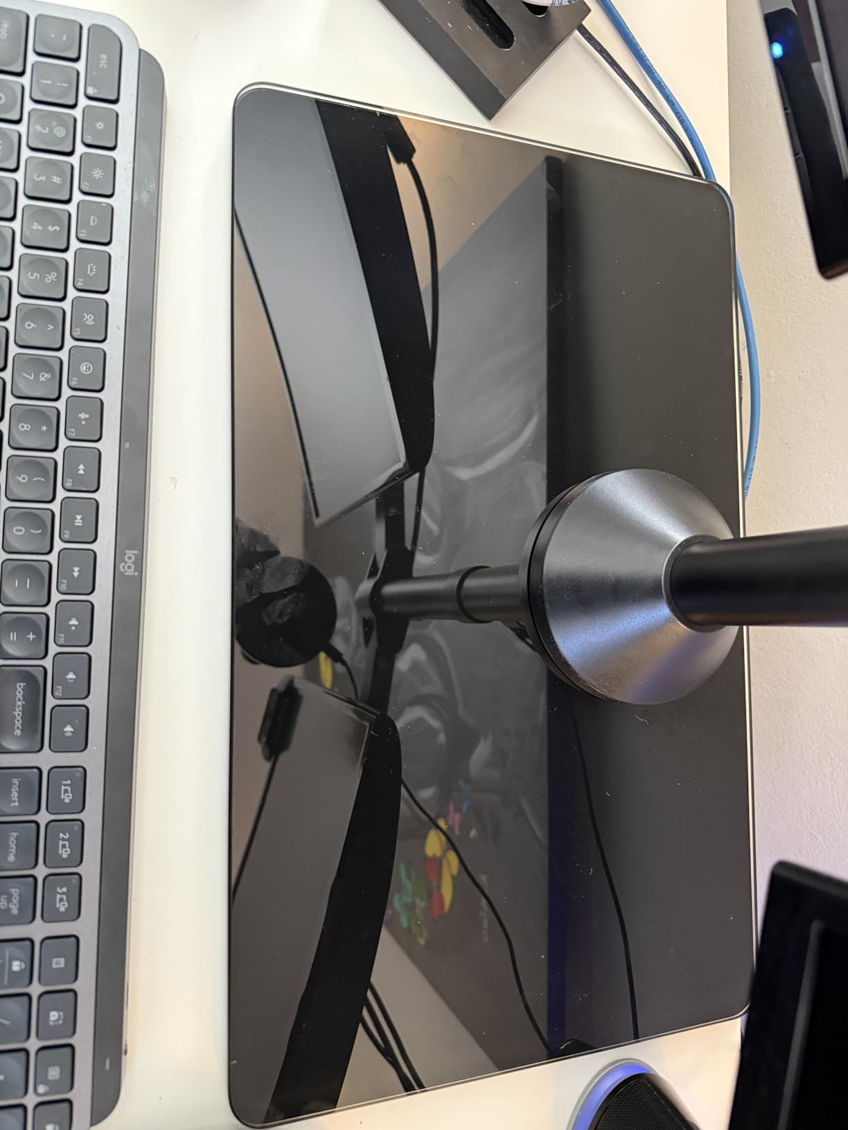 VIVO Freestanding Dual Monitor Stand with Sleek Glass Base and Adjustable Arms, Mounts 2 Screens up to 32 inch and 22 lbs Each, Black, STAND-V002FG customer photo 2