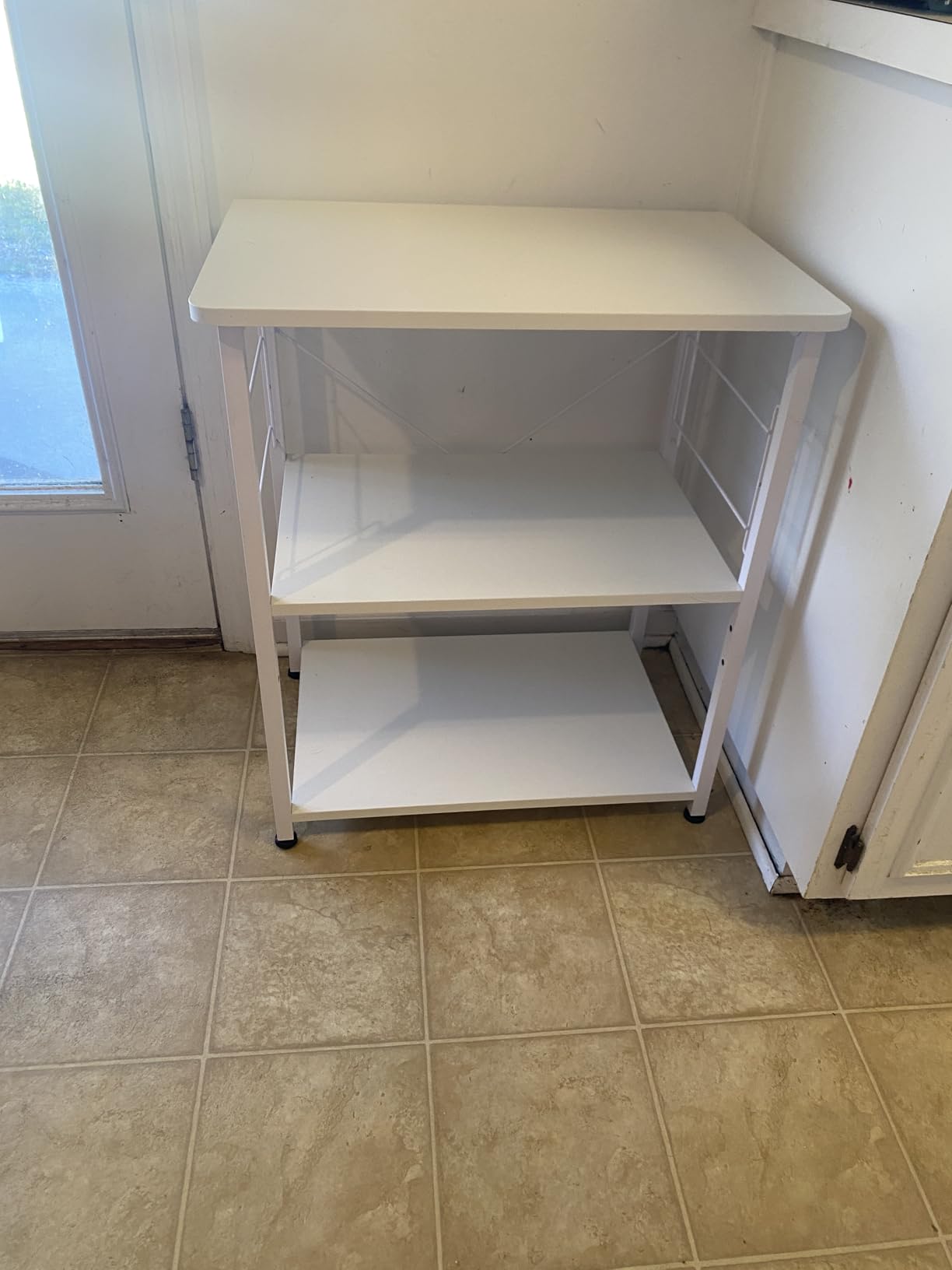 Mr IRONSTONE Microwave Cart 23.7'' for Small Space, 3-Tier Microwave Stand Coffee Cart Rolling Kitchen Utility cart on Wheels, White customer photo 1