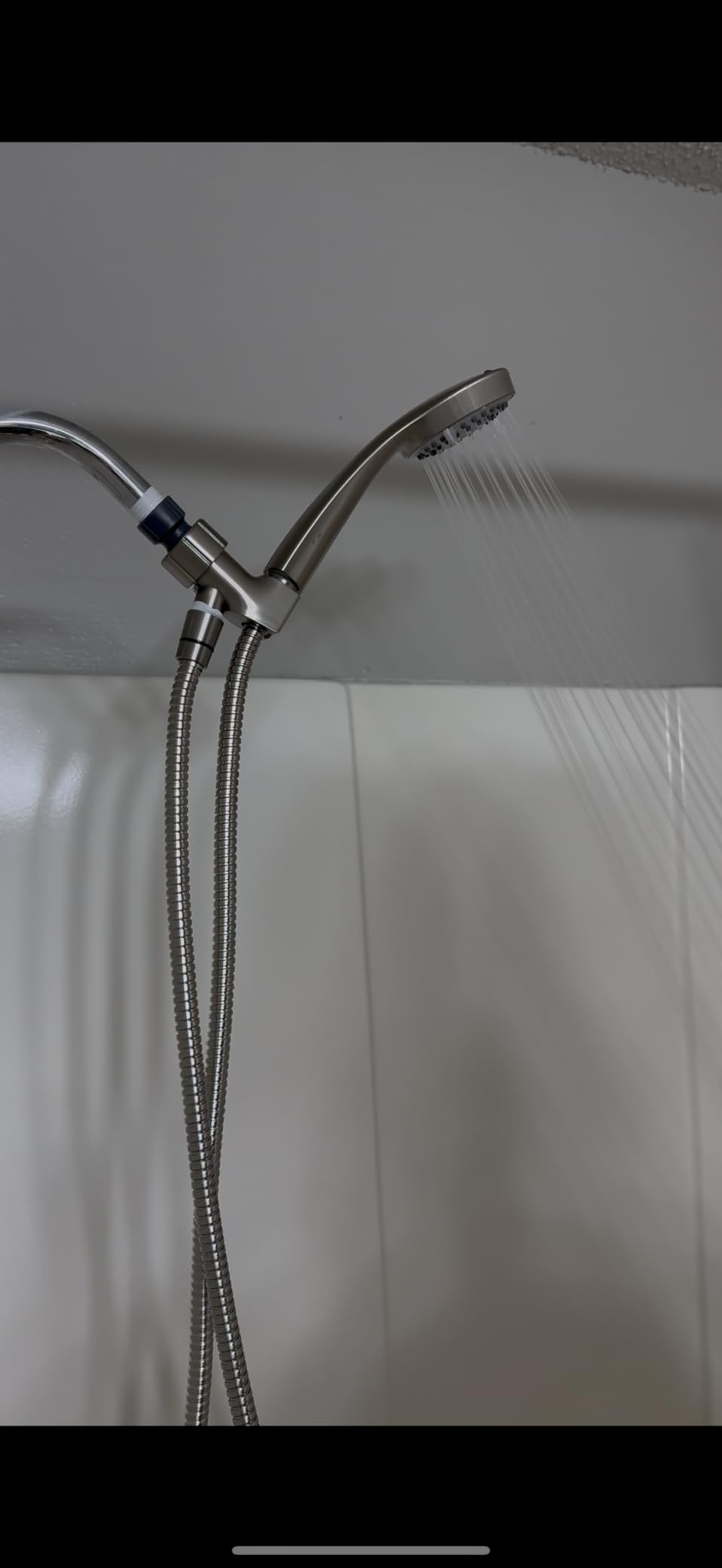YOO.MEE High Pressure Handheld Shower Head with Powerful Shower Spray against Low Pressure Water Supply Pipeline, Multi-functions, w/ 79'' Hose, Bracket, Brushed Nickel Finish customer photo 1
