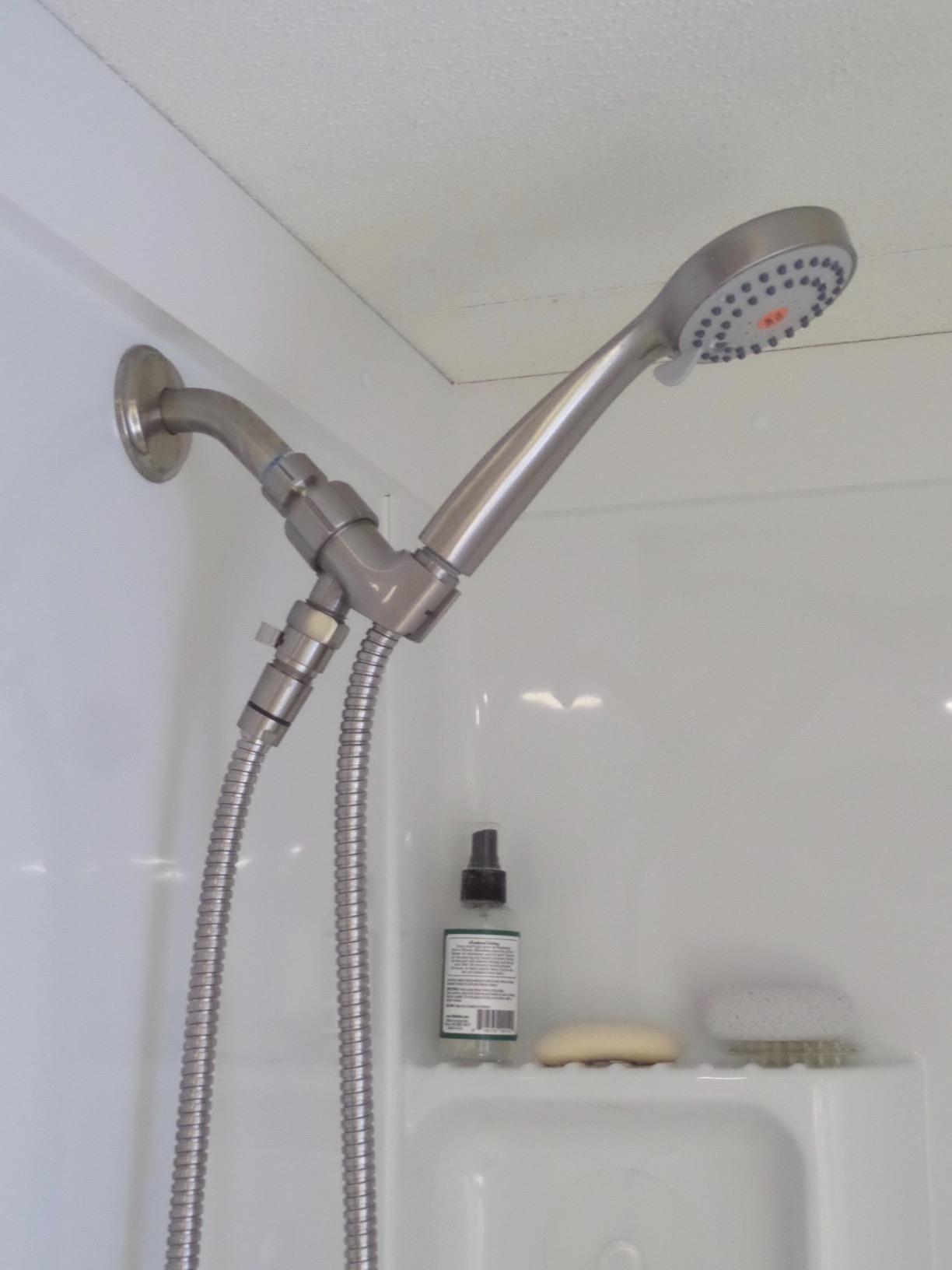 YOO.MEE High Pressure Handheld Shower Head with Powerful Shower Spray against Low Pressure Water Supply Pipeline, Multi-functions, w/ 79'' Hose, Bracket, Brushed Nickel Finish customer photo 2