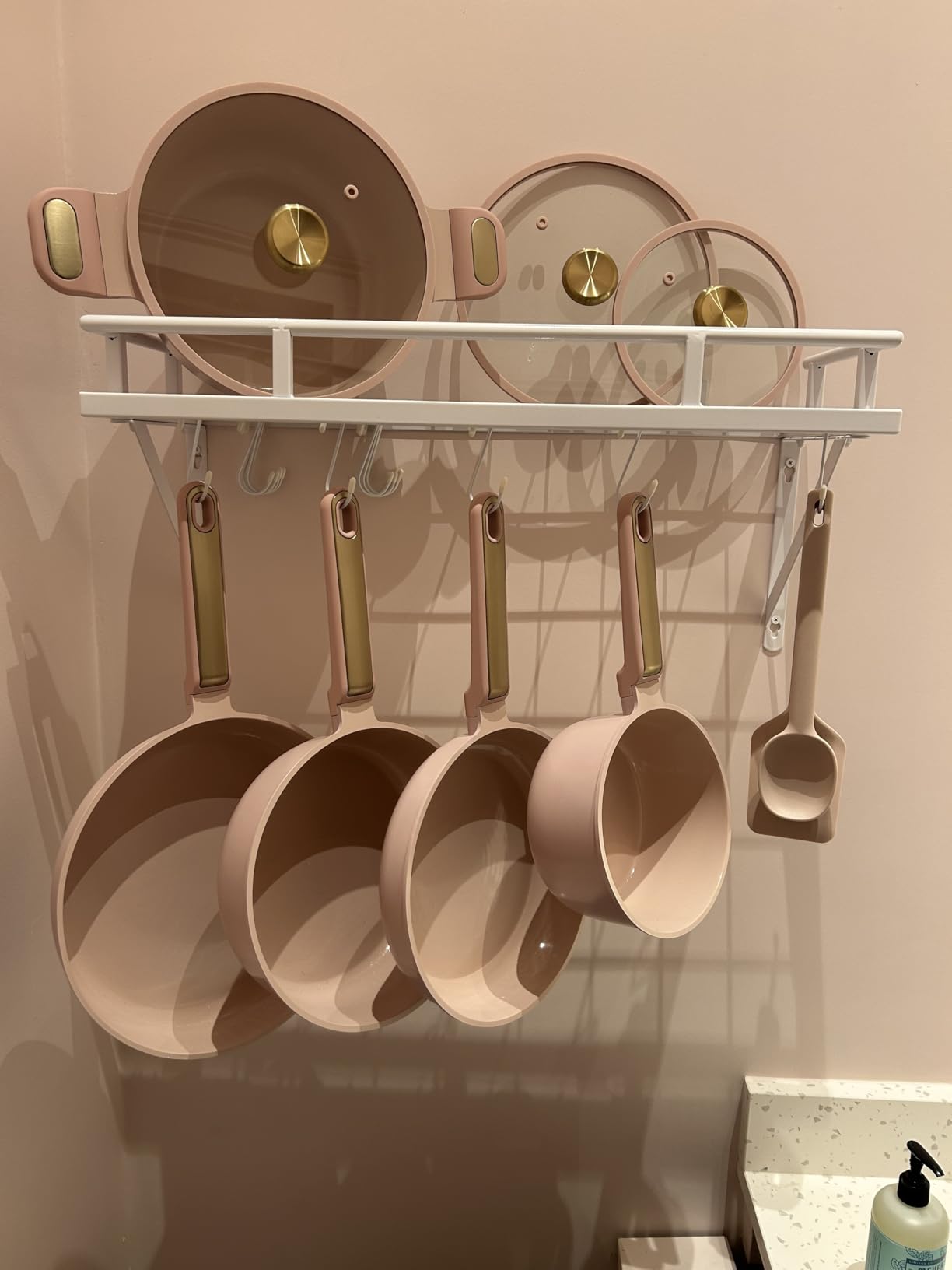 KES 24 Inch Kitchen Pot Pan Rack Wall Mounted Hanging Storage Organizer Wall Shelf With Hooks Matte Black customer photo 1
