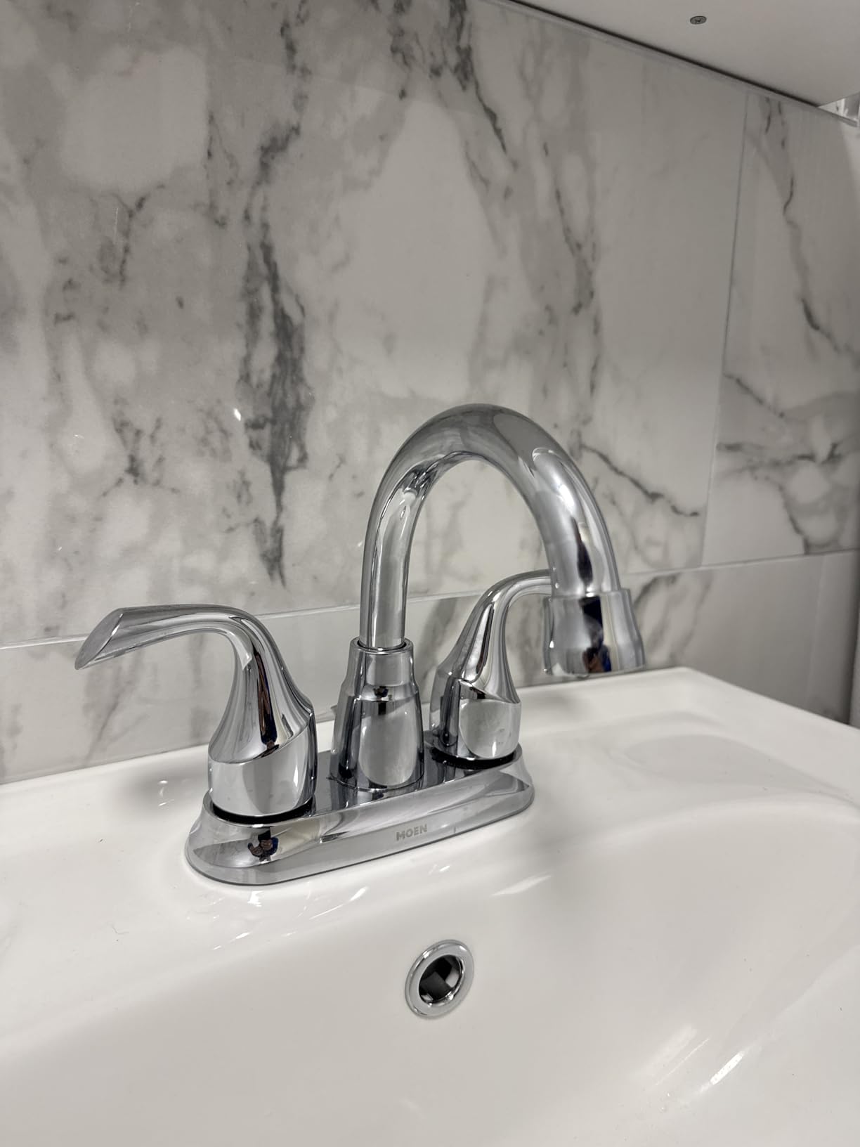Moen Idora Spot Resist Brushed Nickel Two-Handle Centerset Bathroom Sink Faucet with Drain Assembly customer photo 2