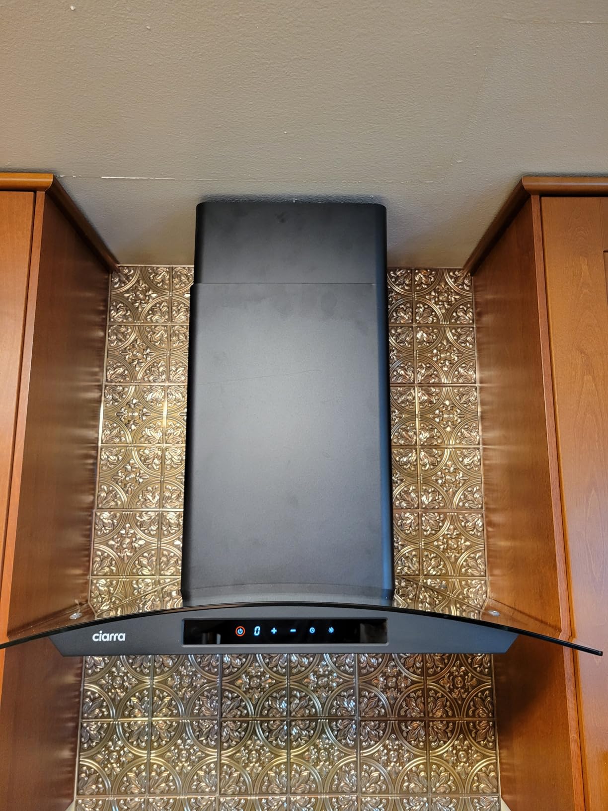 Wall Mount Range Hood 30 inch with Soft Touch Control in Stainless Steel & Tempered Glass, Stove Vent Hood for Kitchen with 3 Speed Fan, Permanent Filters, Ductless Convertible Duct, CIARRA CAS75502 customer photo 2