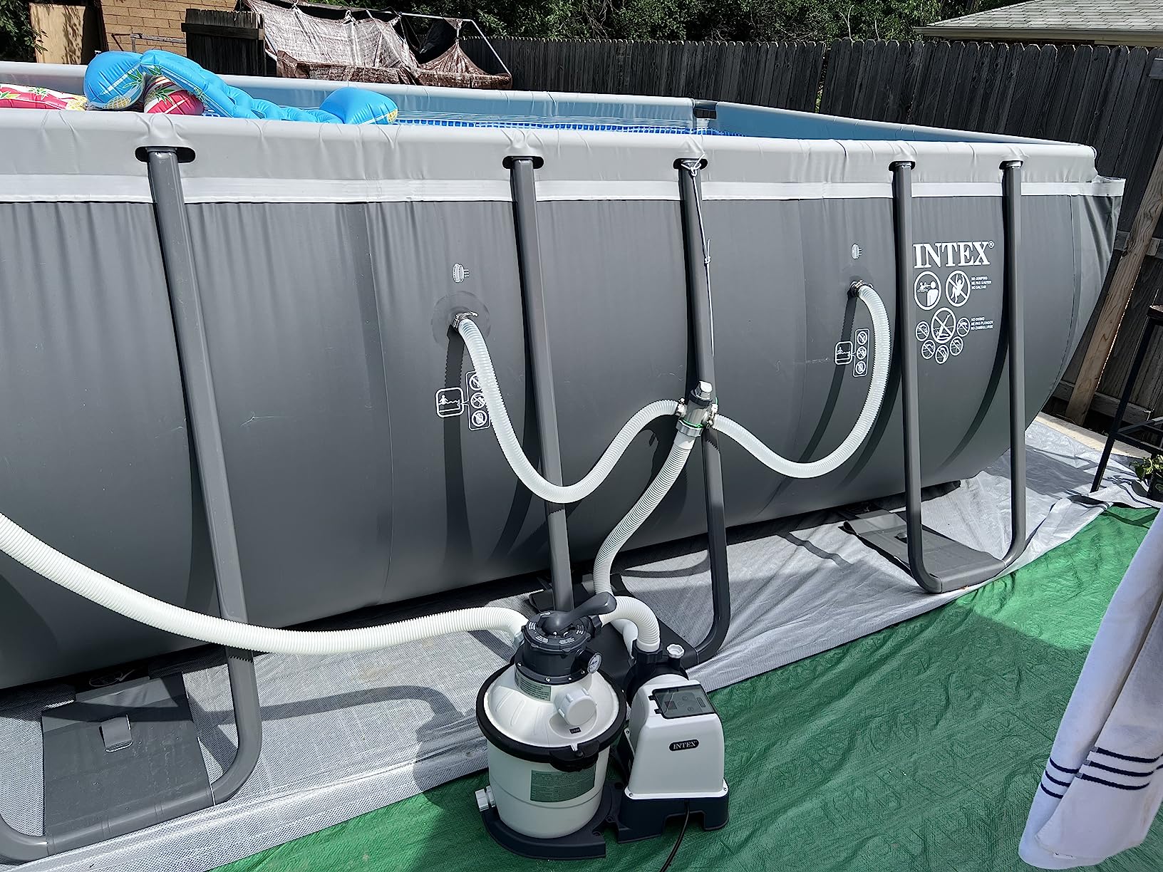 INTEX Ultra XTR 18 ft x 9 ft 52 in Above Ground Pool Set, Rectangular Swimming Pool with Steel Frame, 1500 GPH Sand Filter Pump, Ladder, Cover, & Ground Cloth customer photo 2