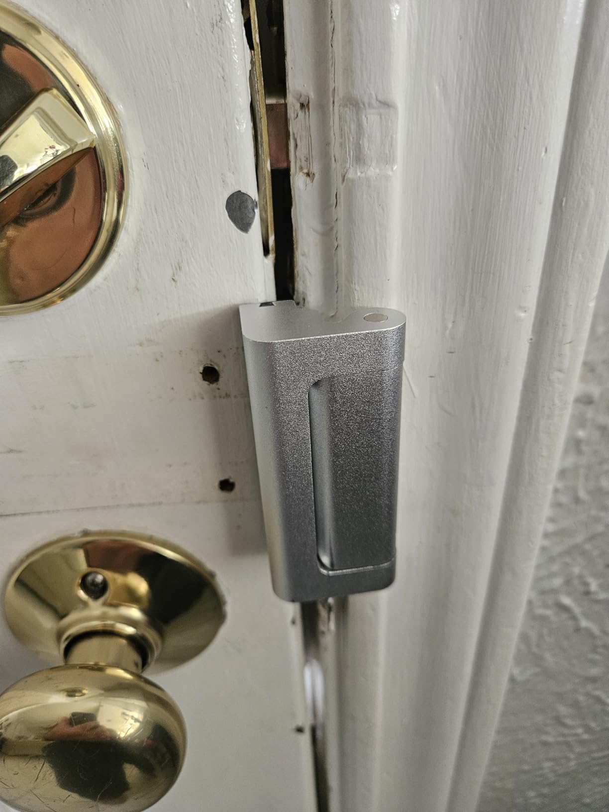Home Security Door Lock, 2 Pack Childproof Door Reinforcement Lock with 3 Inch Stop Withstand 800 lbs for Top Front Inward Swinging Door, Upgrade Flip High Night Lock to Defend Your Home Kids customer photo 1