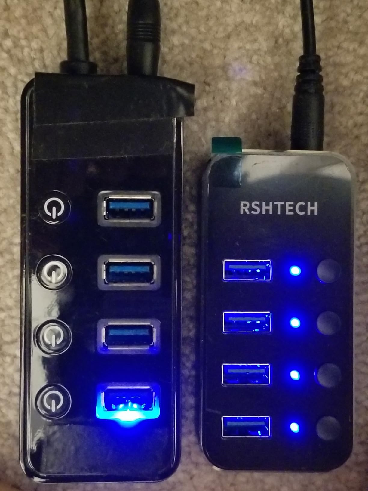 Powered USB Hub, RSHTECH 4 Port USB 3.0 Hub Splitter Portable Aluminum USB Data Hub Expander with Individual On/Off Switch and Universal 5V AC Adapter, 3.3ft USB 3.0 Cable (RSH-516) customer photo 1