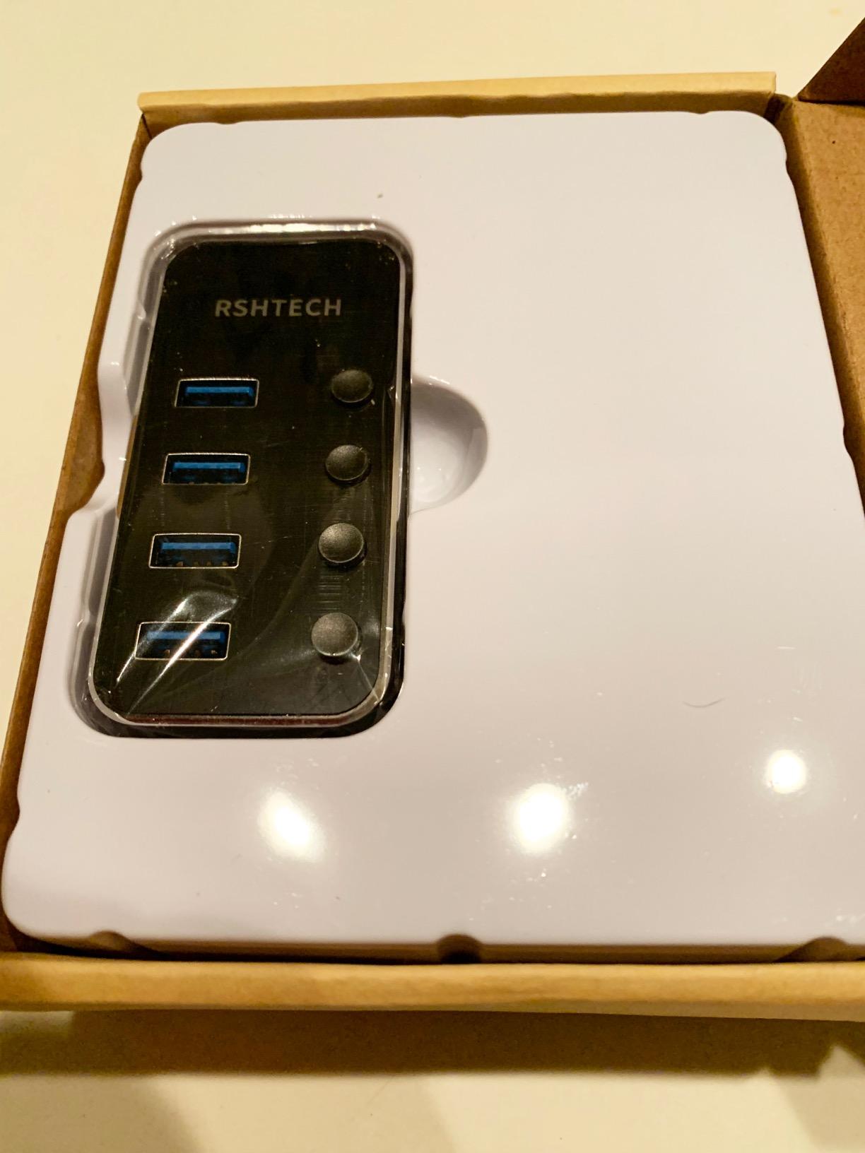 Powered USB Hub, RSHTECH 4 Port USB 3.0 Hub Splitter Portable Aluminum USB Data Hub Expander with Individual On/Off Switch and Universal 5V AC Adapter, 3.3ft USB 3.0 Cable (RSH-516) customer photo 2