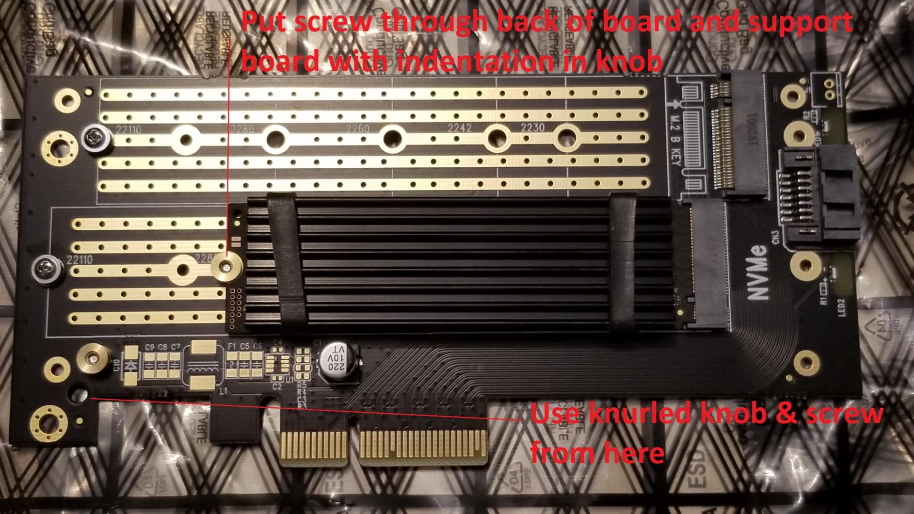 Dual M.2 PCIE Adapter for SATA or PCIE NVMe SSD with Advanced Heat Sink Solution,M.2 SSD NVME (m Key) and SATA (b Key) 22110 2280 2260 2242 2230 to PCI-e x 4 Host Controller Expansion Card customer photo 1