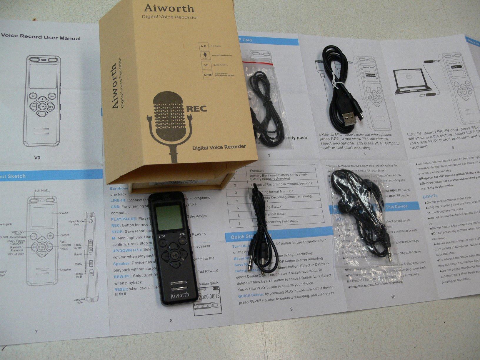 aiworth 136GB Digital Voice Recorder Voice Activated Recorder for Lectures Meetings - aiworth 9860 Hours Sound Audio Recorder Dictaphone Recording Device with Playback,MP3 Player,Password,Variable Speed customer photo 2