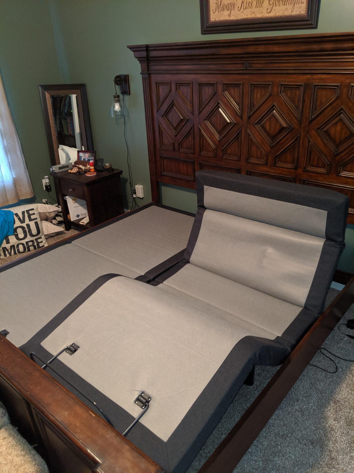 Sven & Son Harmony Adjustable Bed Base, Head and Foot Lift, Massage, Under-Bed Lights, USB, Gel Memory, Zero Gravity Smart Frame - Split King + 14 inch Hybrid Spring Matt (Medium Soft) customer photo 1