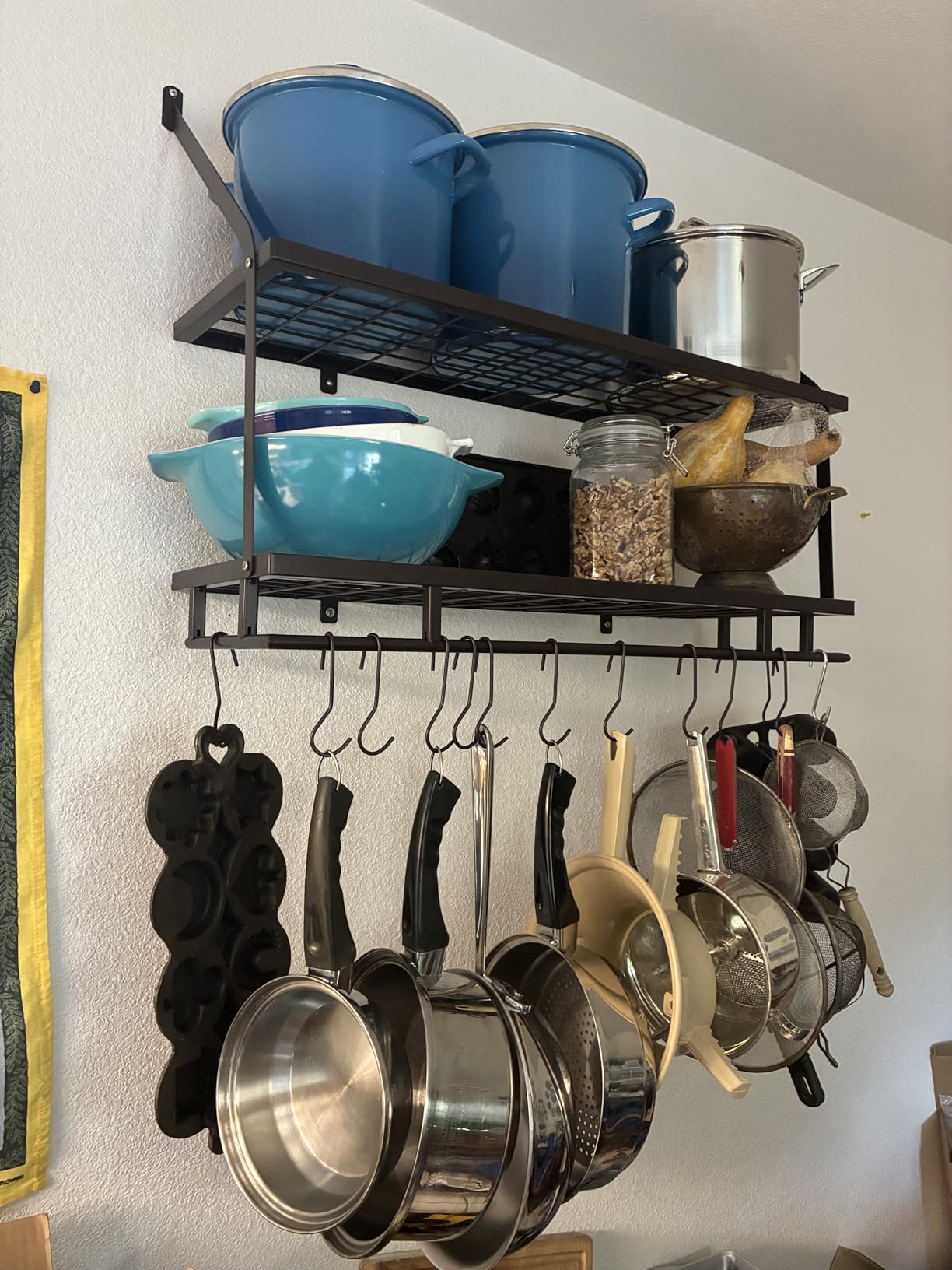 KES 30-Inch Kitchen Pot Rack - Mounted Hanging Rack for Kitchen Storage and Organization - Matte Black 2-Tier Wall Shelf with Guard Rail for Pots and Pans Organizer with 12 Hooks customer photo 1