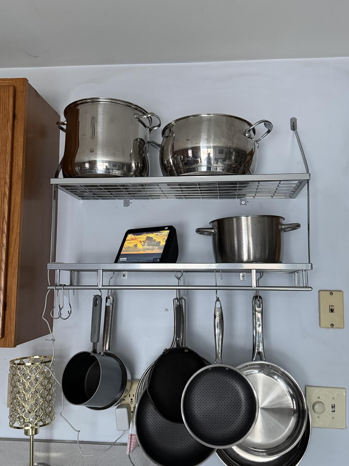 KES 30-Inch Kitchen Pot Rack - Mounted Hanging Rack for Kitchen Storage and Organization - Matte Black 2-Tier Wall Shelf with Guard Rail for Pots and Pans Organizer with 12 Hooks customer photo 2