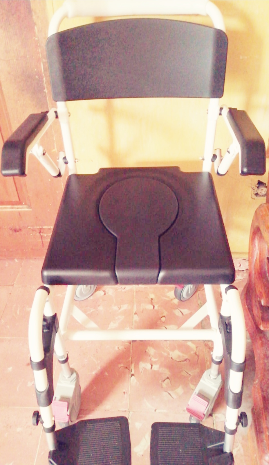 HOMCOM Accessibility Commode Wheelchair, Rolling Shower Wheelchair with 4 Castor Wheels customer photo 2