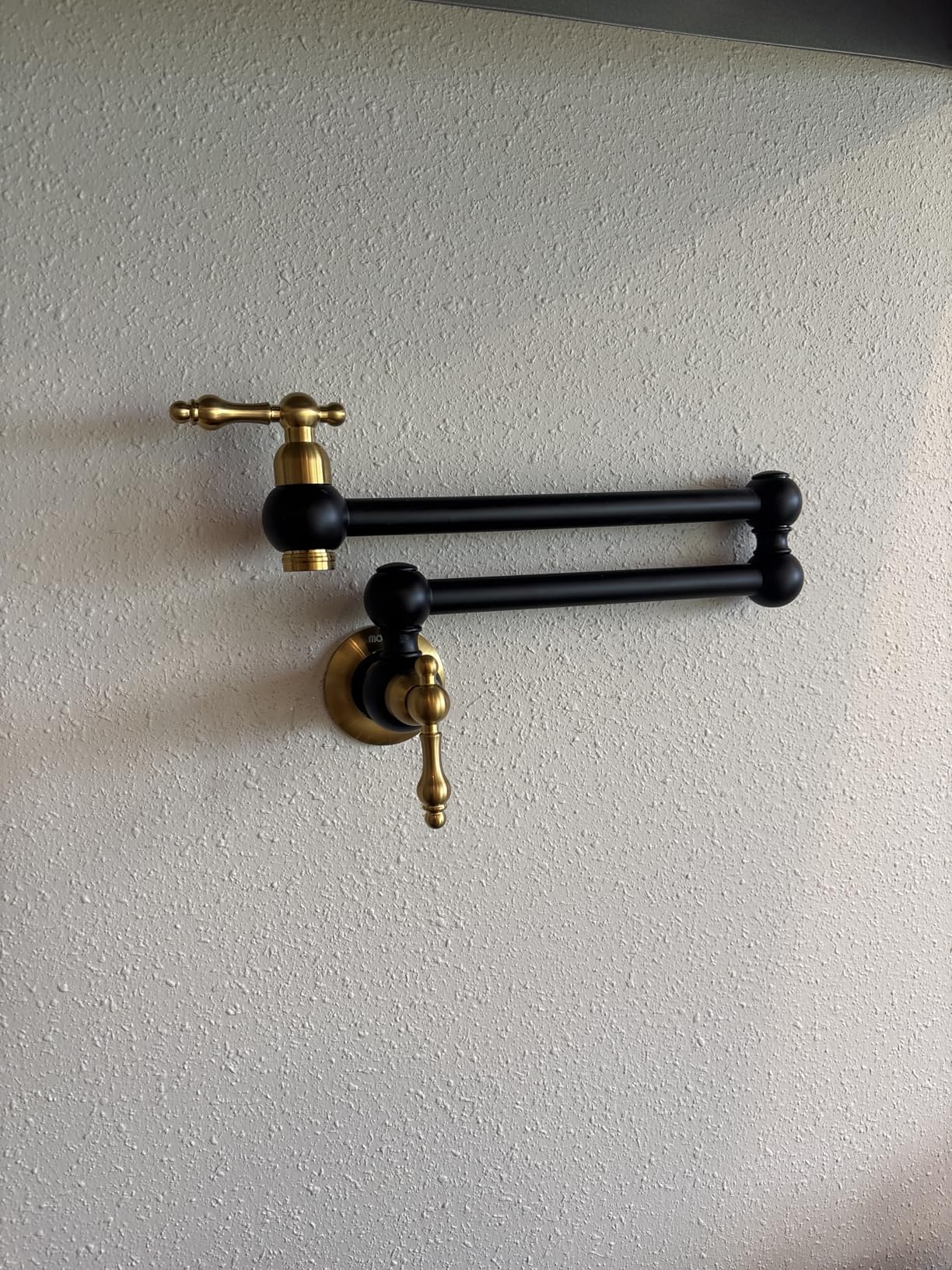 Pot Filler Faucet Brushed Nickel - WOWOW Solid Brass Pot Filler Wall-Mounted Pasta Faucet with Double Joint Swing Arm customer photo 2
