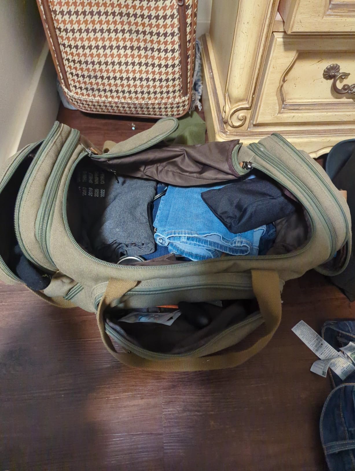 Canvas Duffle Bag for Travel, 60L Duffel Overnight Weekend Bag (Gray) customer photo 1
