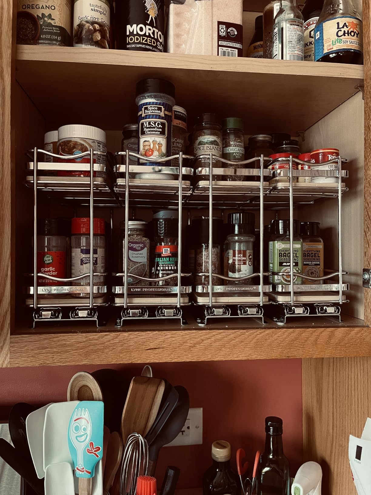 LYNK PROFESSIONAL Pull Out Spice Organization for Cabinets - 4-3/8 inch Wide, Slide Out Spice Rack Organizer, Sliding 2 Tier Chrome customer photo 1