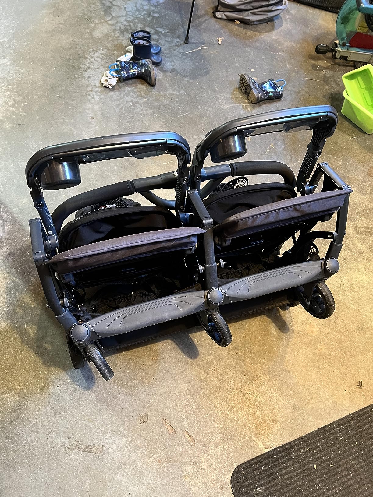 Joovy Kooper X2 Side-by-Side Double Stroller Featuring Dual Snack Trays, One-Handed Fold, Multi-Position Reclining Seats, Adjustable Leg Rests, and 2 Zippered Pockets for Storage, Forged Iron customer photo 2