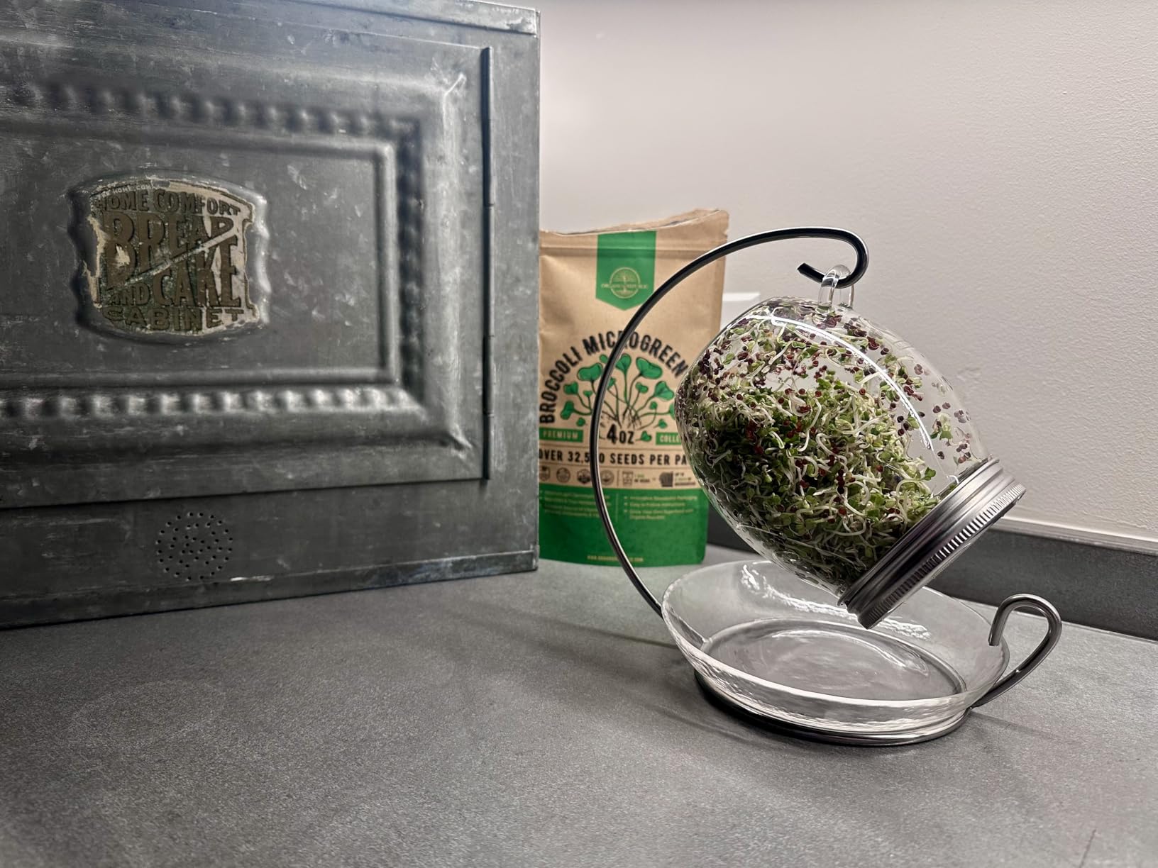 Premium Sprouting Jar Kit - Unique 30 oz Wide Mouth Sprouting Jar, Stand, Tray and 316 Stainless Screen Lid | Decorative Indoor Seed Sprouter and Germinator customer photo 1