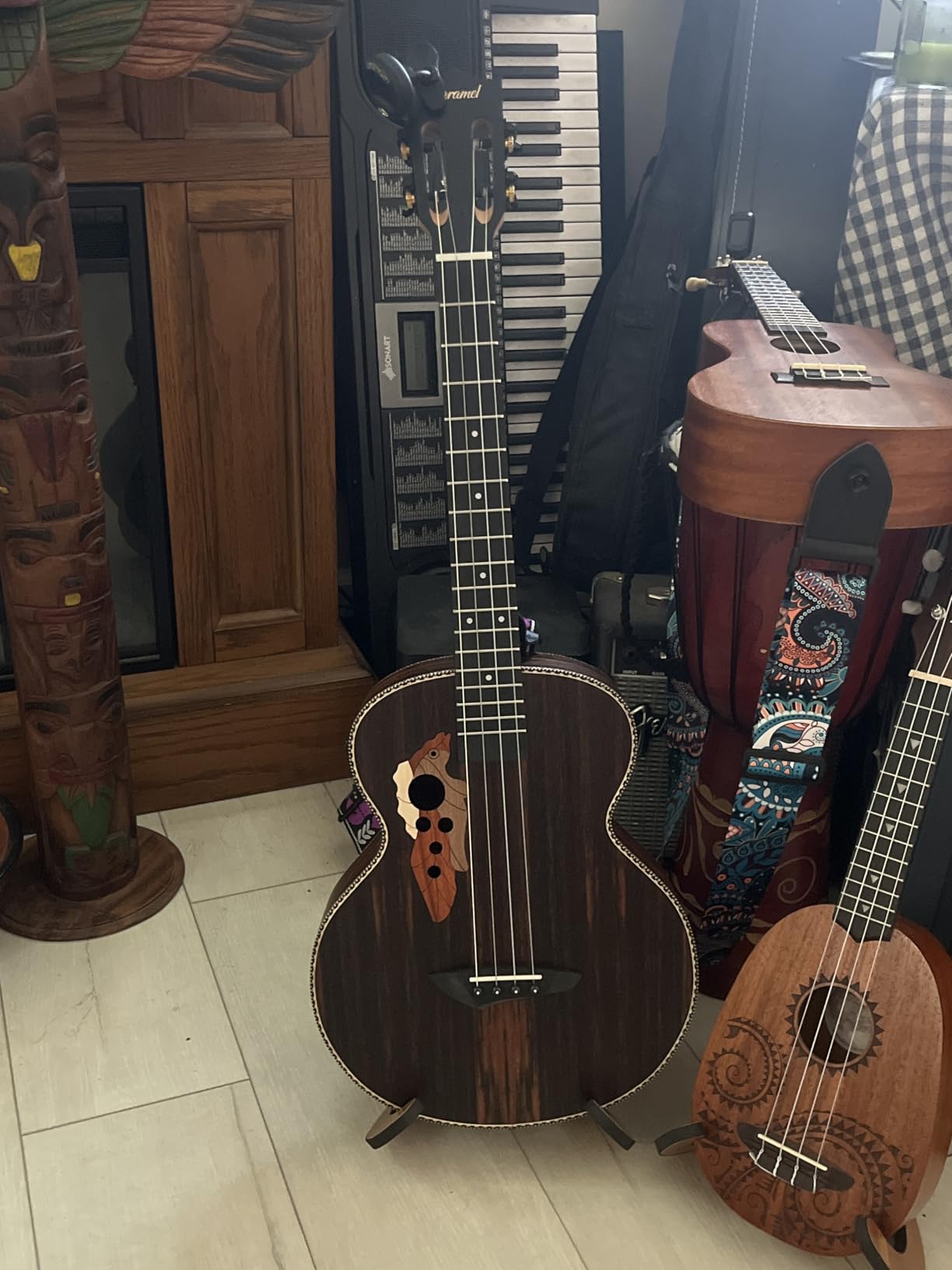 Caramel Ebony Wood Baritone Ukulele 30inch Electric Ukelele Kit customer photo 1