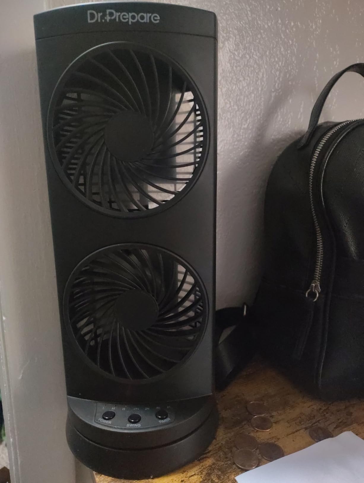Dr. Prepare Desk Fan Tower Fan Cooling Fan, Portable Oscillating Fan with 3-Speed Options, Dual Air Circulation, 110° Oscillation, 3 Timers, Table Fan for Bedroom Dorm Room Office Desktop, 13 inch customer photo 1