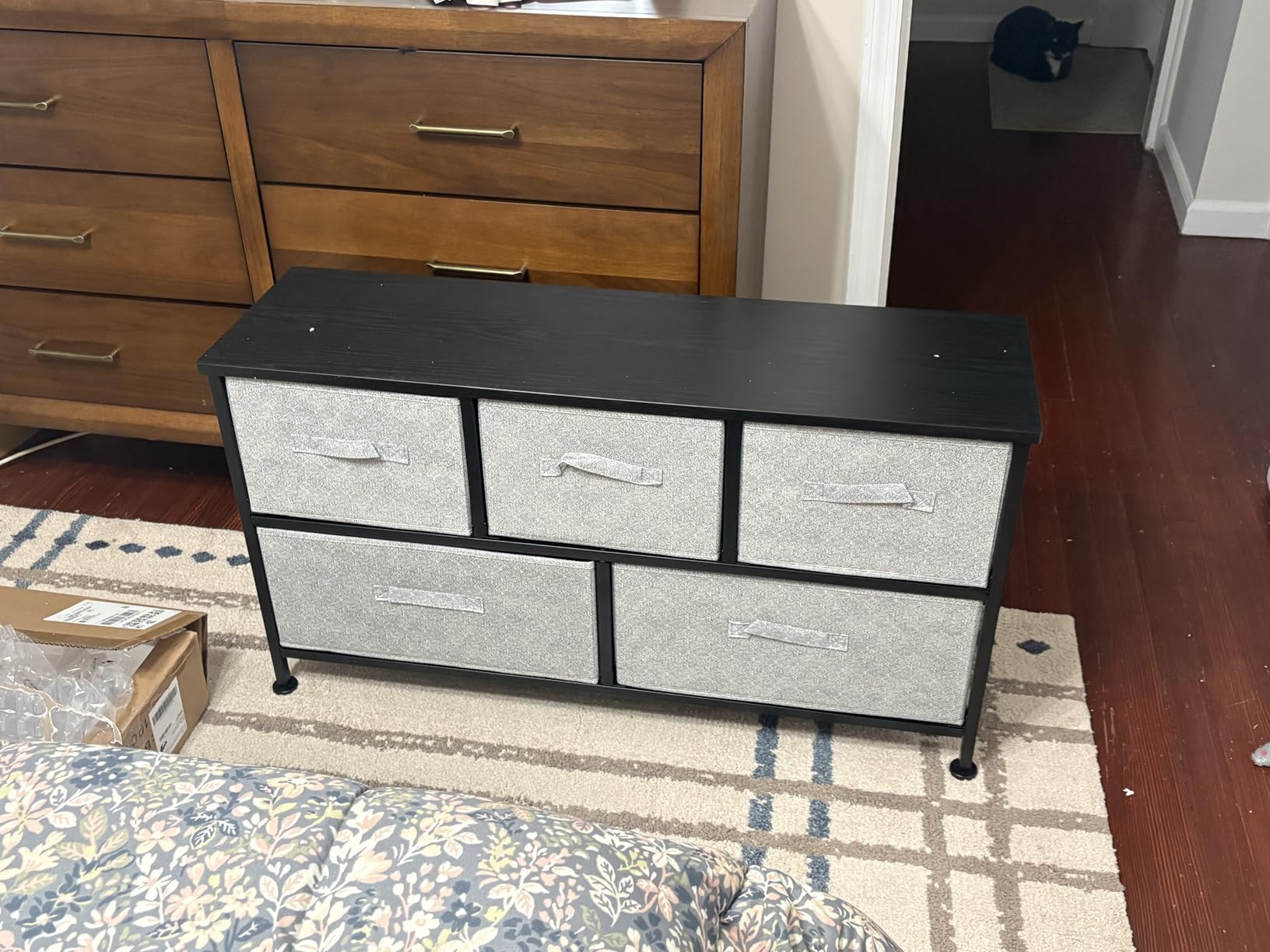Amazon Basics Extra Wide Fabric 5-Drawer Storage Organizer Unit for Bedroom Closet, White customer photo 1