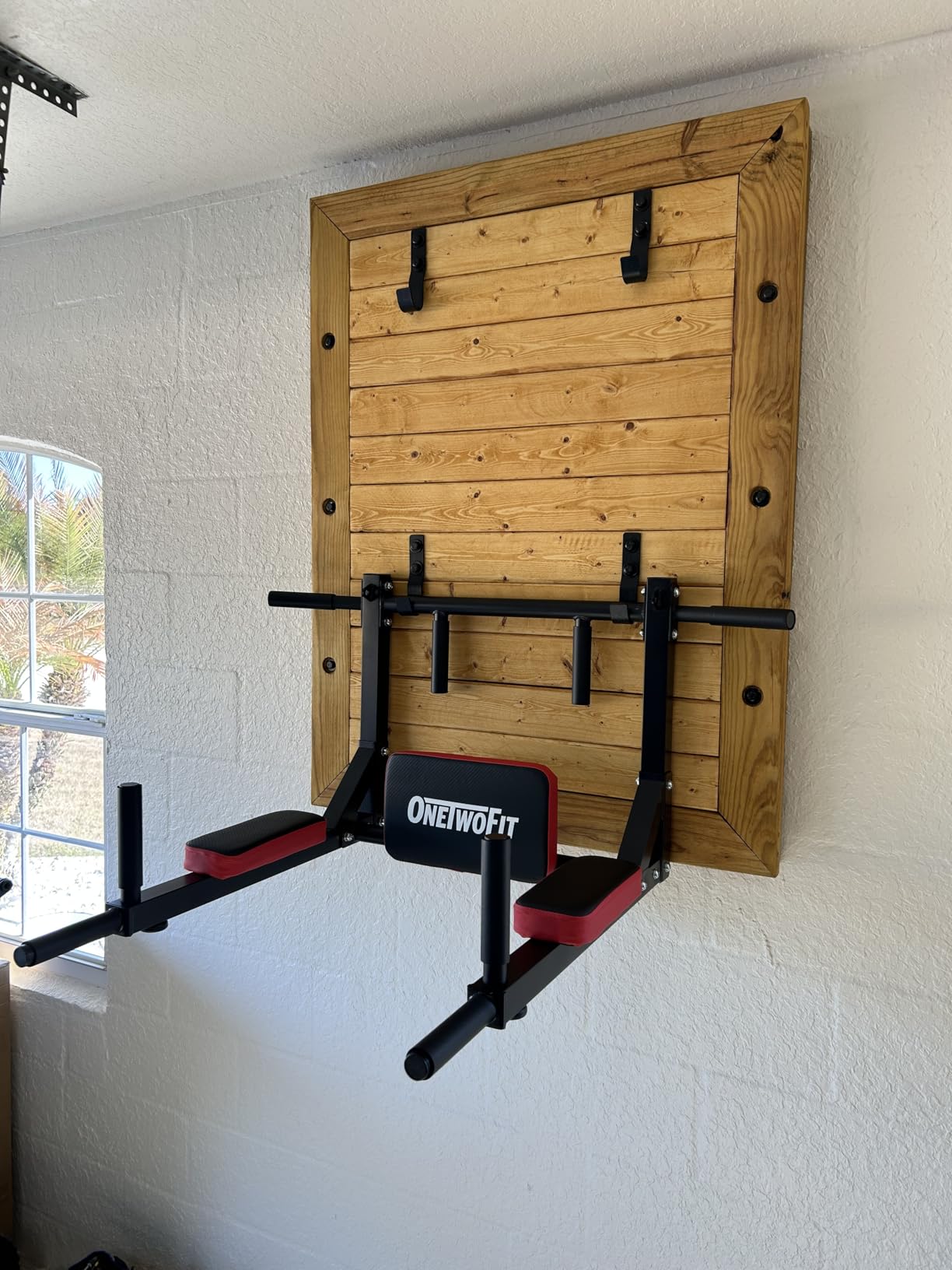 OneTwoFit Multifunctional Wall Mounted Pull Up Bar Chin Up bar Dip Station for Indoor Home Gym Workout, Power Tower Set Training Equipment customer photo 2