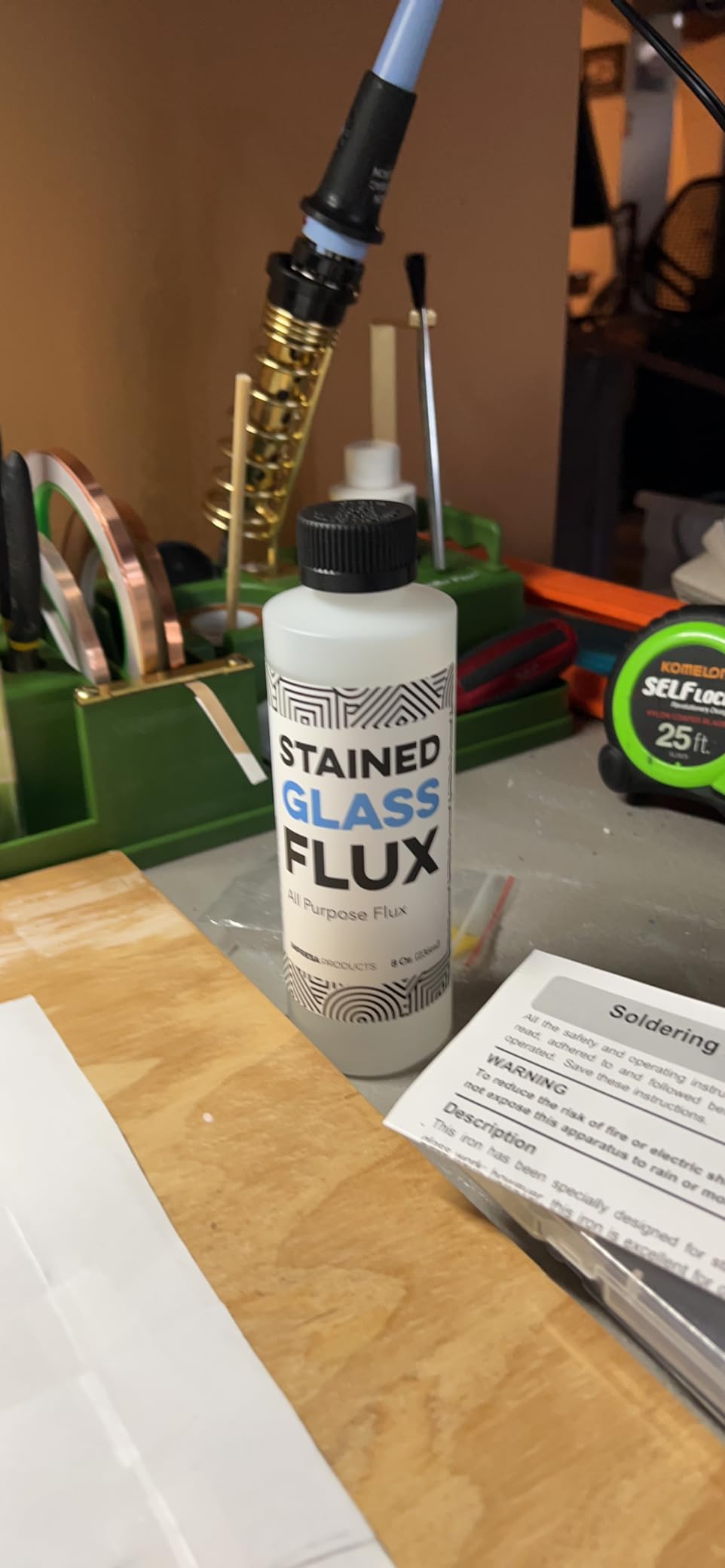 IMPRESA Liquid Zinc Flux for Stained Glass Supplies - 8 Oz Bottle - Water-Soluble Formula & Brush Included - Compatible with Copper, Zinc & Lead Foil for Stained Glass Soldering customer photo 1