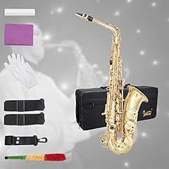 Glarry Student Alto Eb E-flat SAX Saxophone Gold Lacquer SAX Beginners Kit with Case, Reeds, Mouth Piece, Soft Cleaning Cloth and Rod, Gloves (Black) customer photo 2