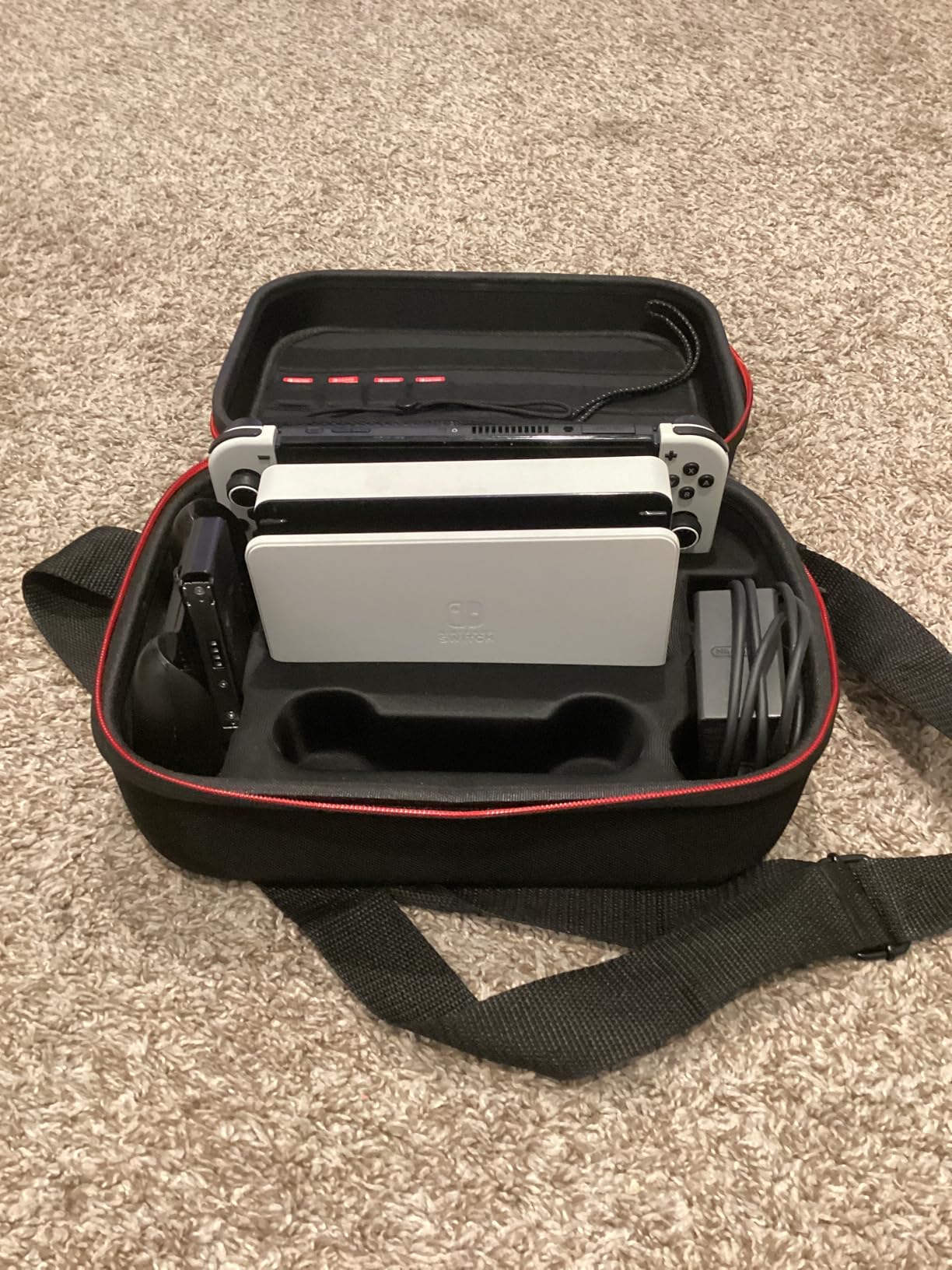 COOWPS Switch Case for Nintendo Switch and Switch OLED Model, Portable Full Protection Carrying Travel Bag with 18 Game Cards Storage for Switch Console Pro Controller Accessories Black customer photo 1