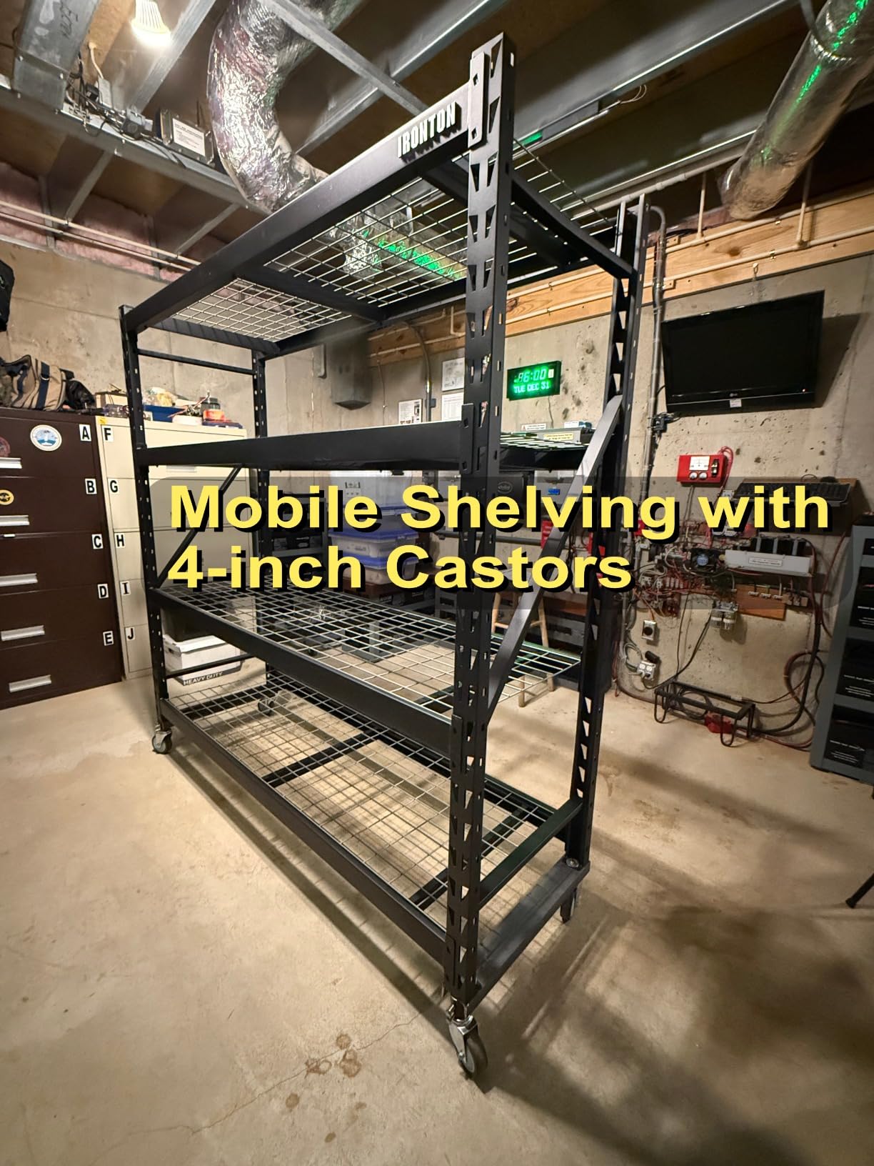 ironton 4-tier industrial steel shelving unit, 8,000-pound load capacity, garage storage rack, 77