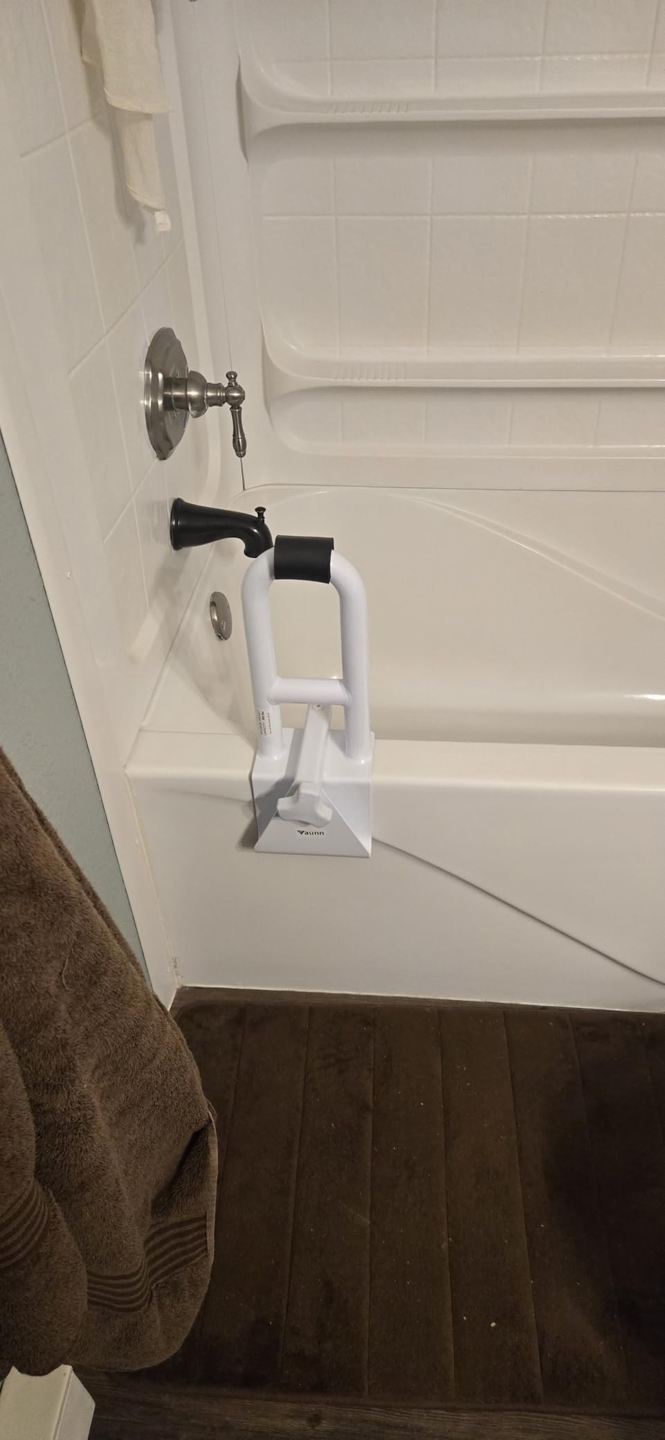 Vaunn Medical Adjustable Bathtub Safety Rail Shower Grab Bar Handle, Stainless Steel, White customer photo 2