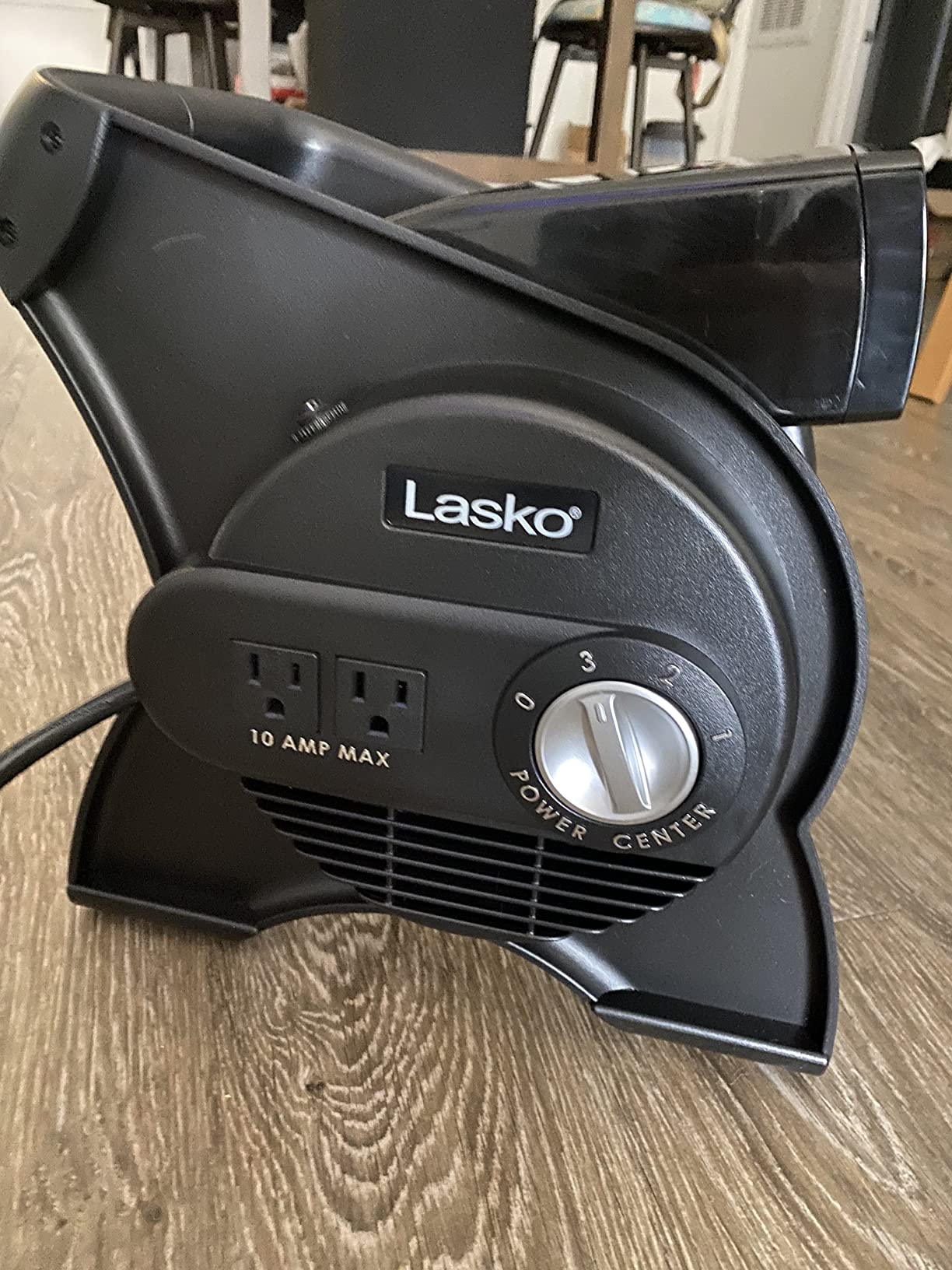 Lasko Portable Utility Fan, 12-inch 289 CFM Pivoting High Velocity Air Mover Blower Fan, 3 Speeds, 2 Accessory Outlets 120V, Black, U12104 customer photo 2