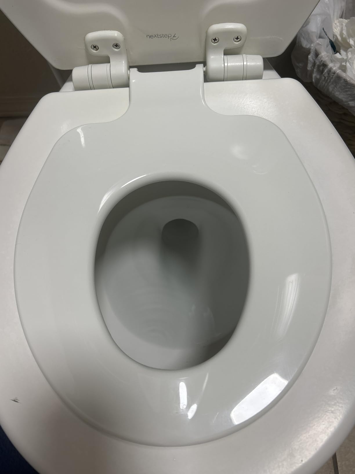 Mayfair NextStep2 Toilet Seat with Built-In Potty Training Seat, Slow-Close, Removable that will Never Loosen, Elongated, White customer photo 1