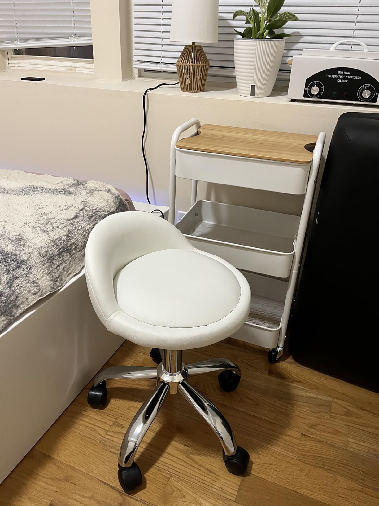 HomGarden Saddle Stool Rolling Chair for Medical Massage Salon Kitchen Spa Drafting Office Kitchen Drafting Chair Stool w/Backrest Cushion & Wheels Black customer photo 2