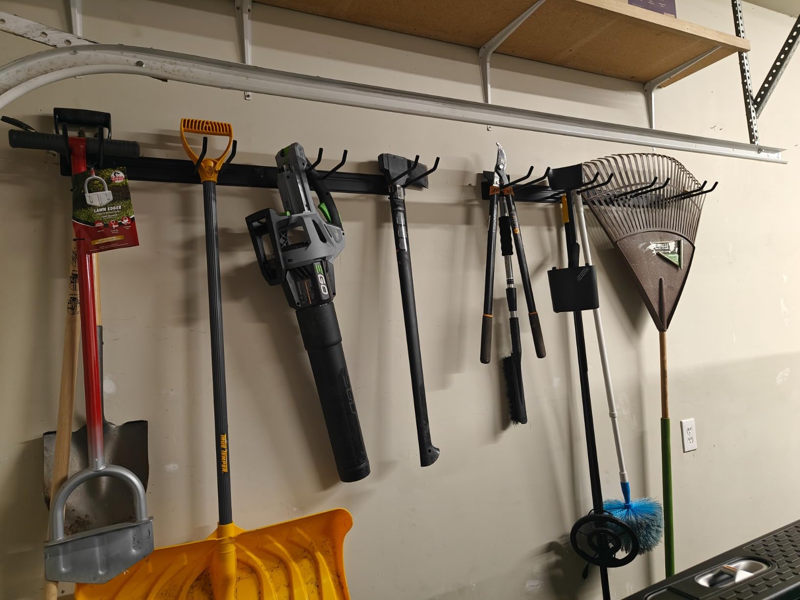 StoreYourBoard 36 Inch Garage Tool Organizer Wall Mount | Garden Tool Organizer System | Heavy Duty Garden Tool Storage Rack for Yard Tools Rakes Shovels 250lbs Garage Organization | 4 PVC Coated Hooks customer photo 1