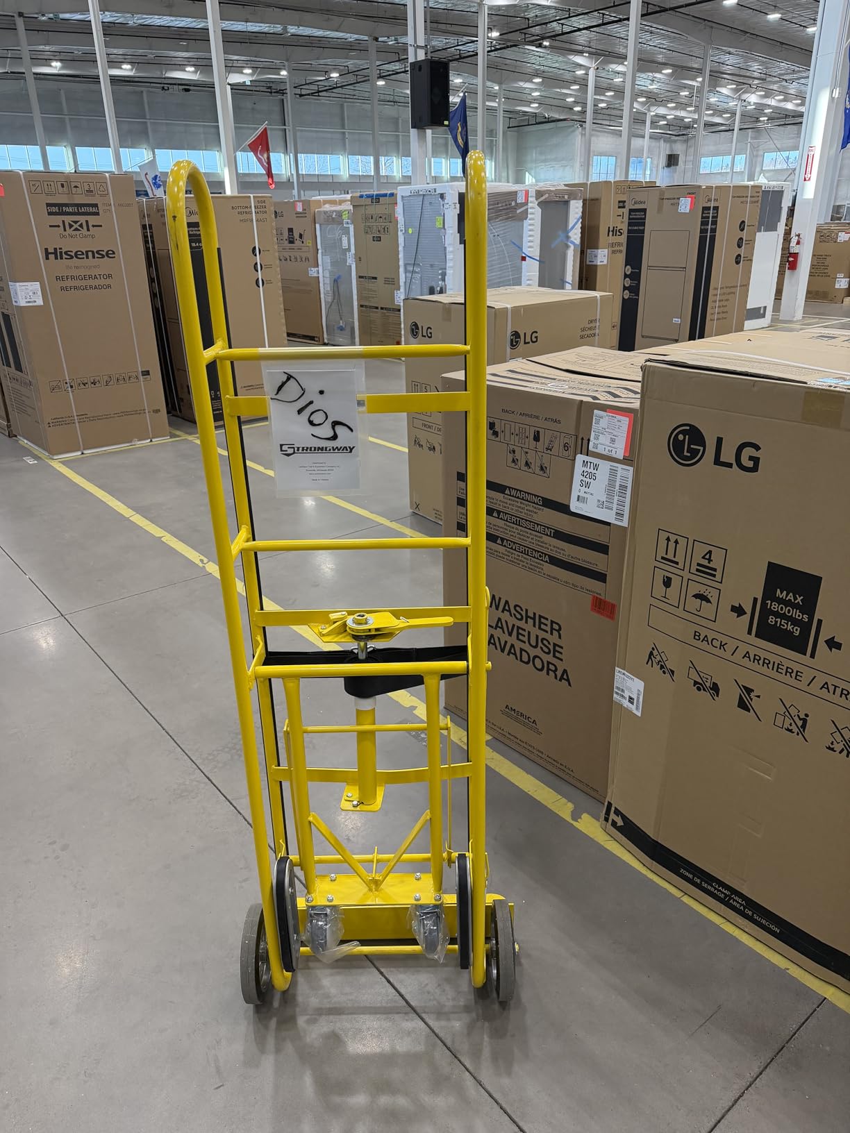 Strongway Industrial Hand Truck - 1200 lb Capacity Heavy-Duty Appliance Dolly, Convertible 2/4-Wheel Design, 8