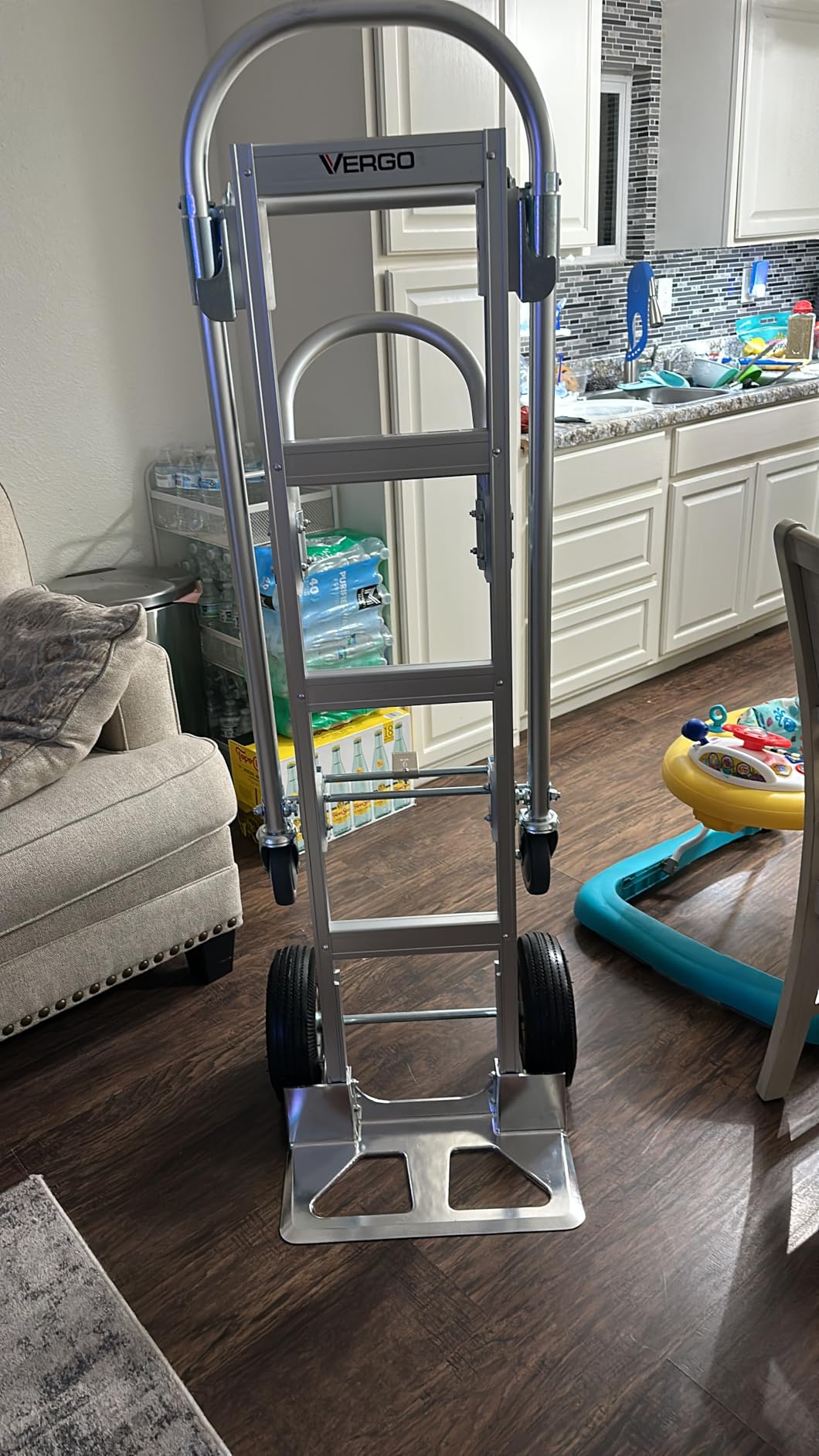 Vergo Industrial Convertible Hand Truck - AS7A2 Heavy Duty Aluminum 3 in 1 Dolly (750 lb Capacity) Lightweight Frame, Ergonomic Handle, Extendable Loop, Versatile Moving Dolly (3 Positions, 53