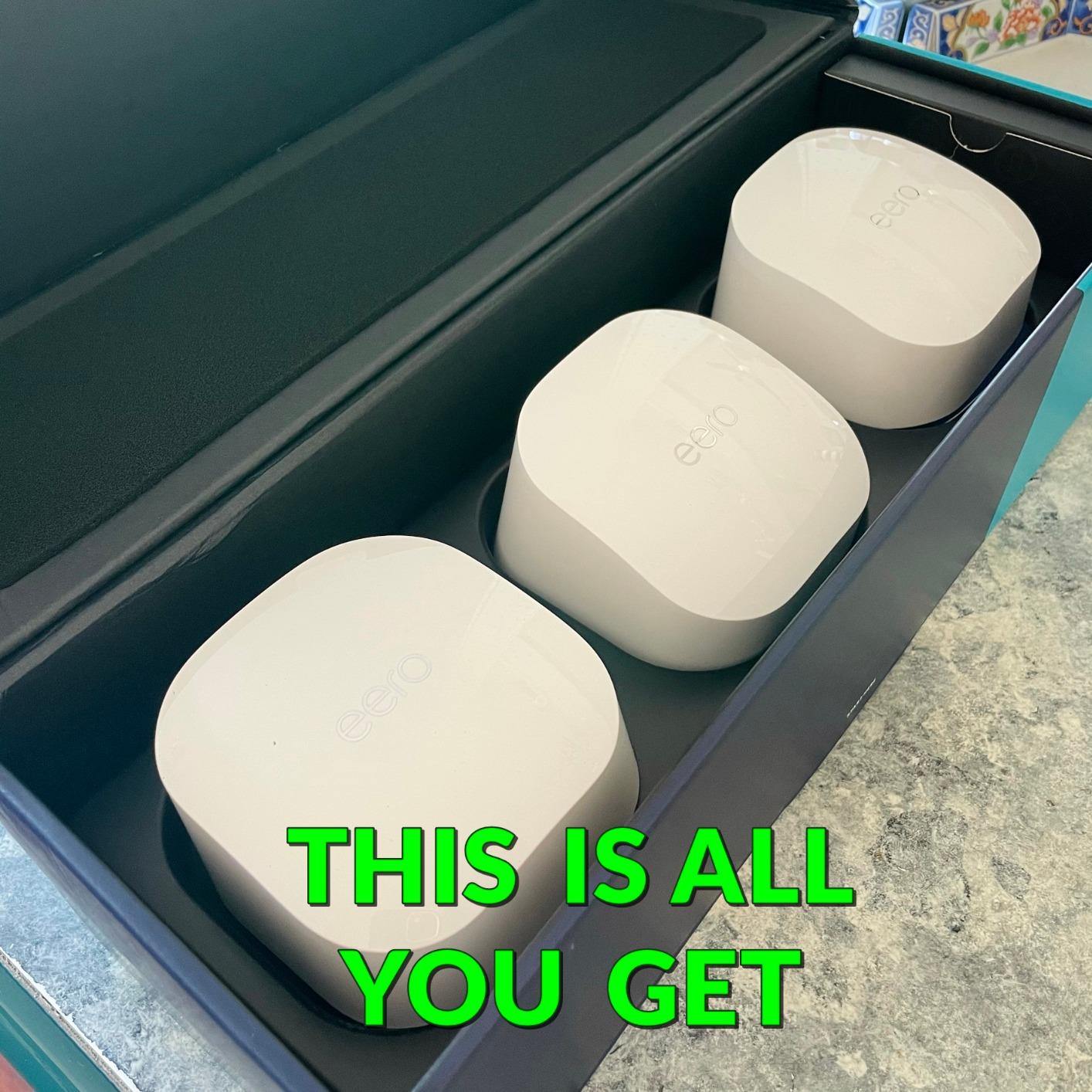 Amazon eero 6 mesh wifi system - Supports internet plans up to 500 Mbps, Coverage up to 4,500 sq. ft., Connect 75+ devices, 3-pack (1 router + 2 extenders) customer photo 1