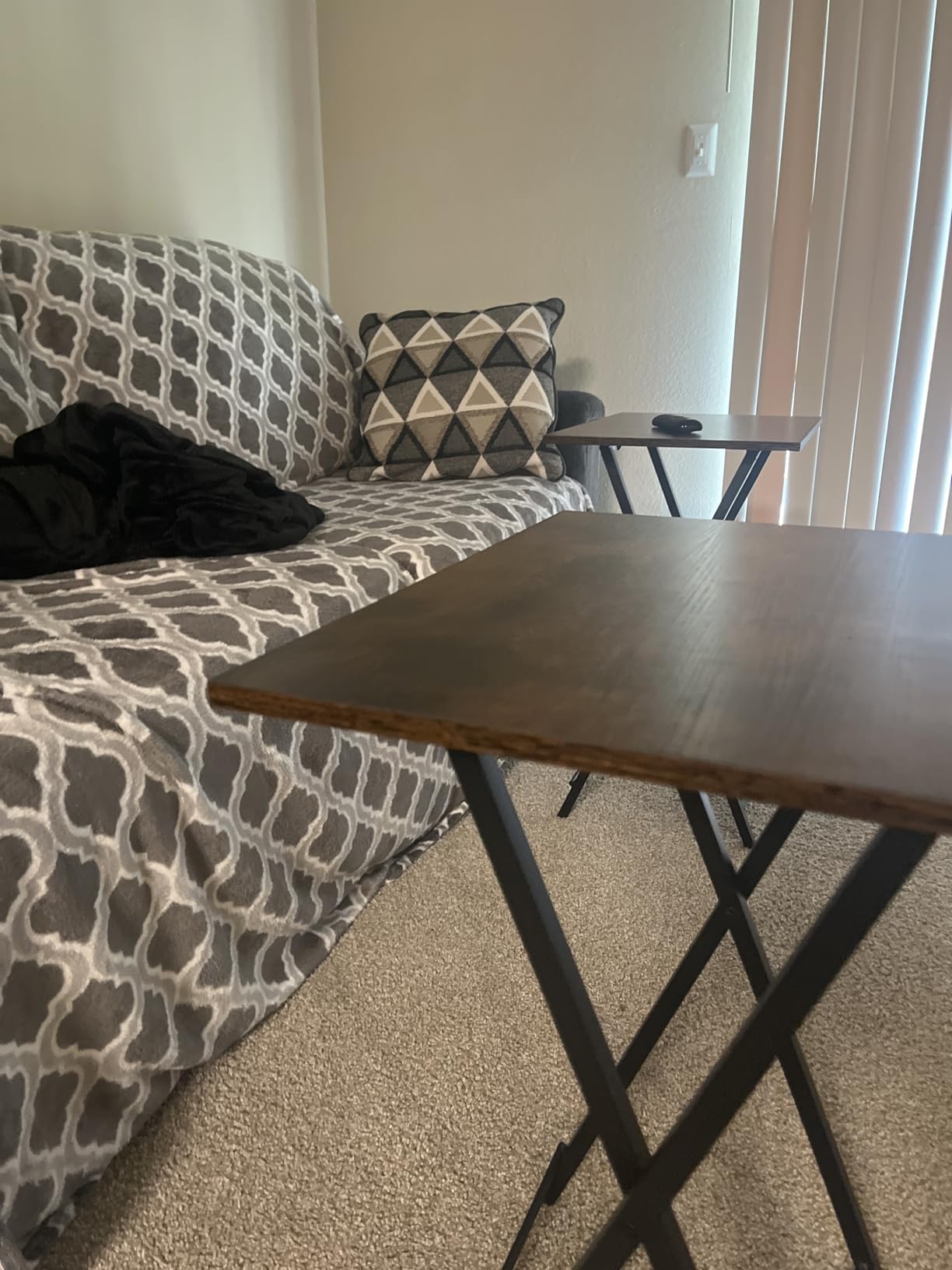 HOOBRO Folding TV Tray Tables, Set of 2 Side Table for Small Space, Industrial Snack Tables for Eating at Couch, Stable Metal Frame, Easy Assembly, Space Saving, Rustic Brown and Black BF25BZ01 customer photo 1